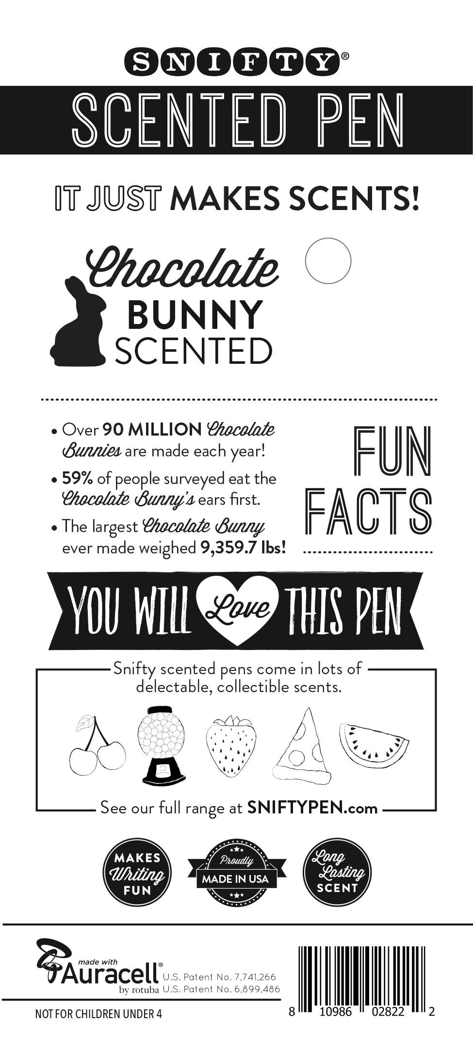 CHOCOLATE EASTER BUNNY SCENTED PEN CARDED