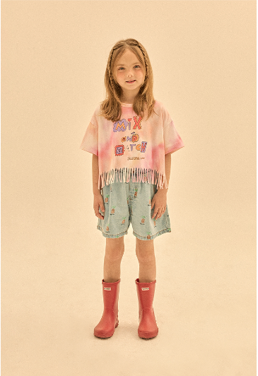 Pineapple Denim Shorts - Light Blue