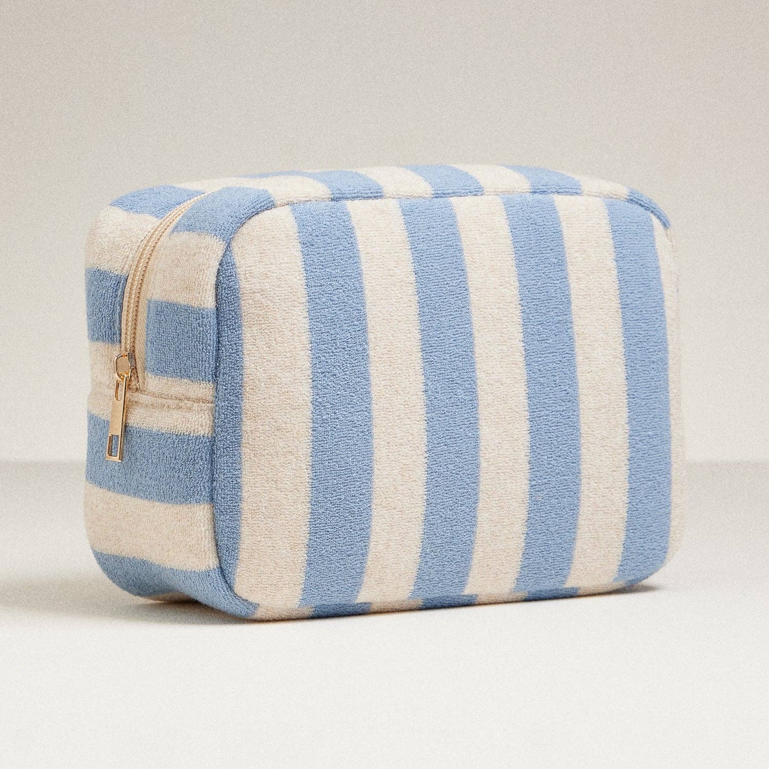 Terry Fabric Striped Multi-Purpose Pouch: Denim