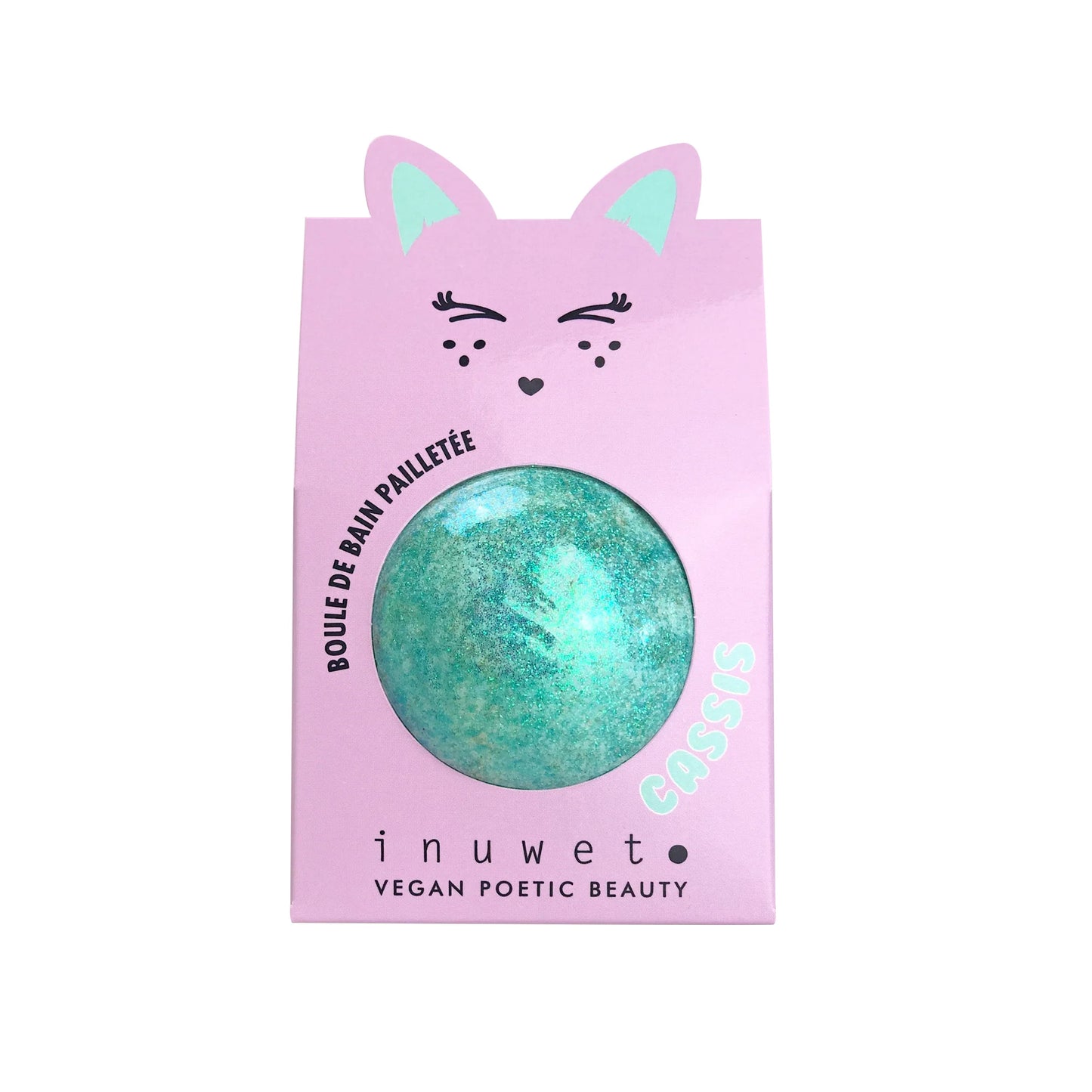 INUWET GLITTER FIZZER BATH BOMB / BLACKCURRANT / TURQUOISE