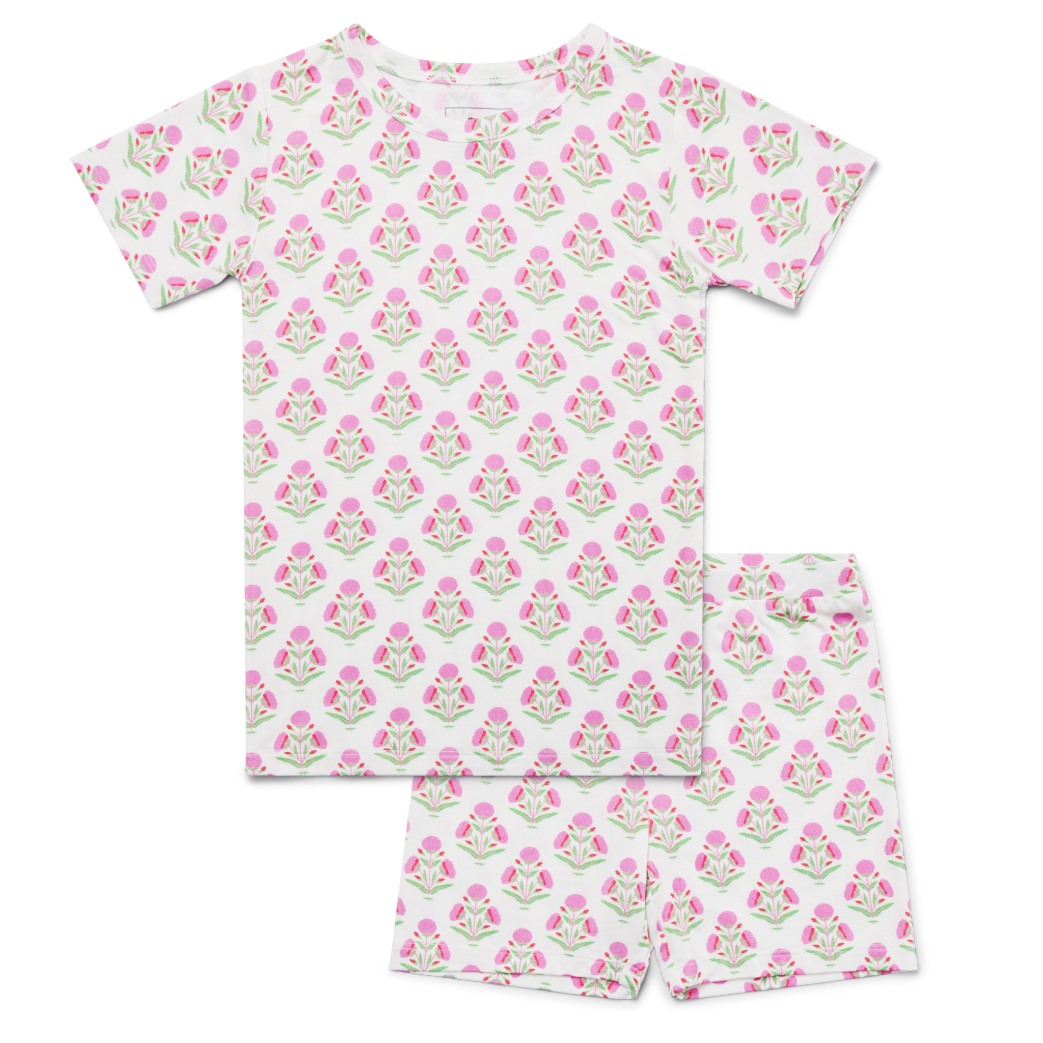 Pink Posy Short Sleeve & Shorts Bamboo Toddler Pajama Set