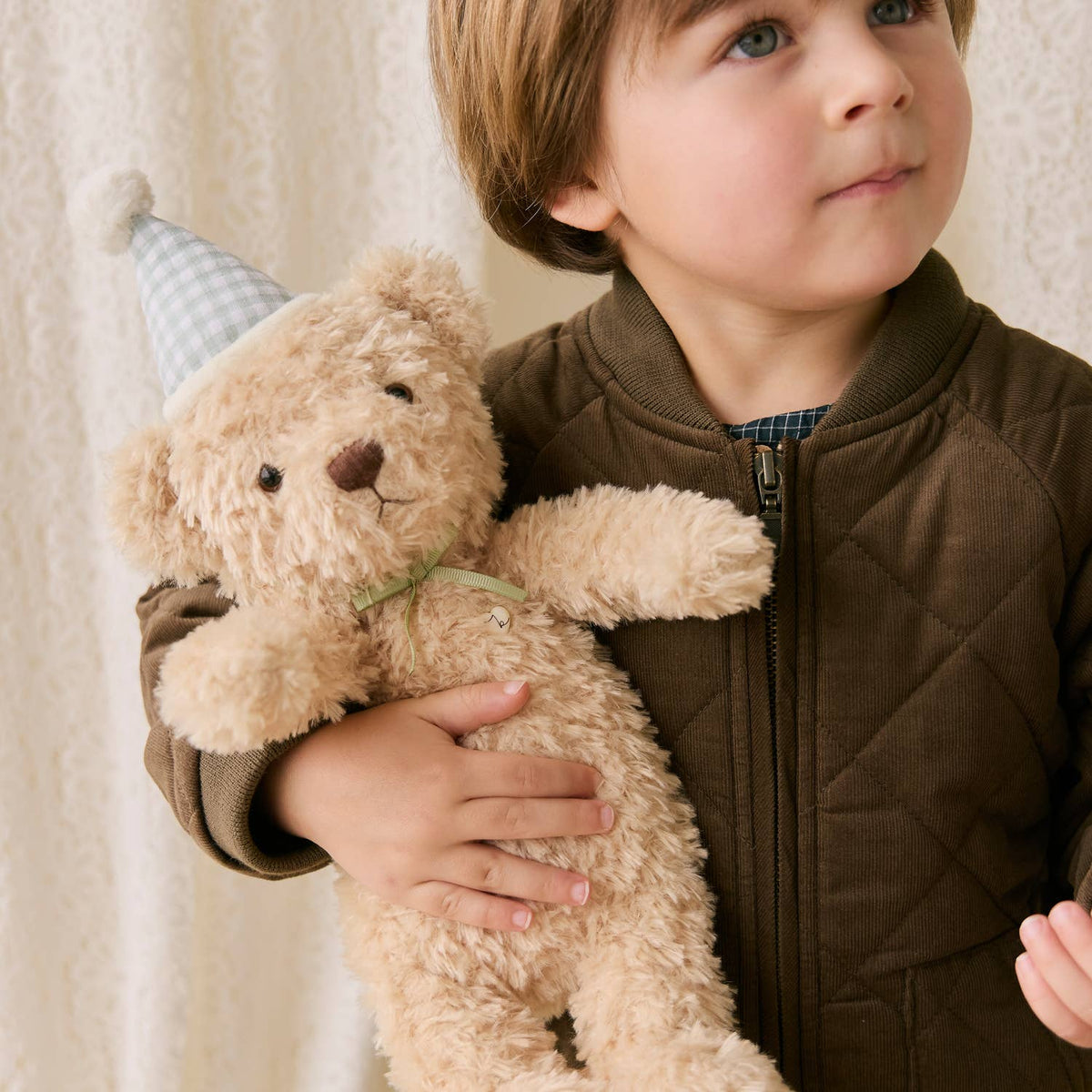 Birthday Teddy Bear Plush - Green Gingham
