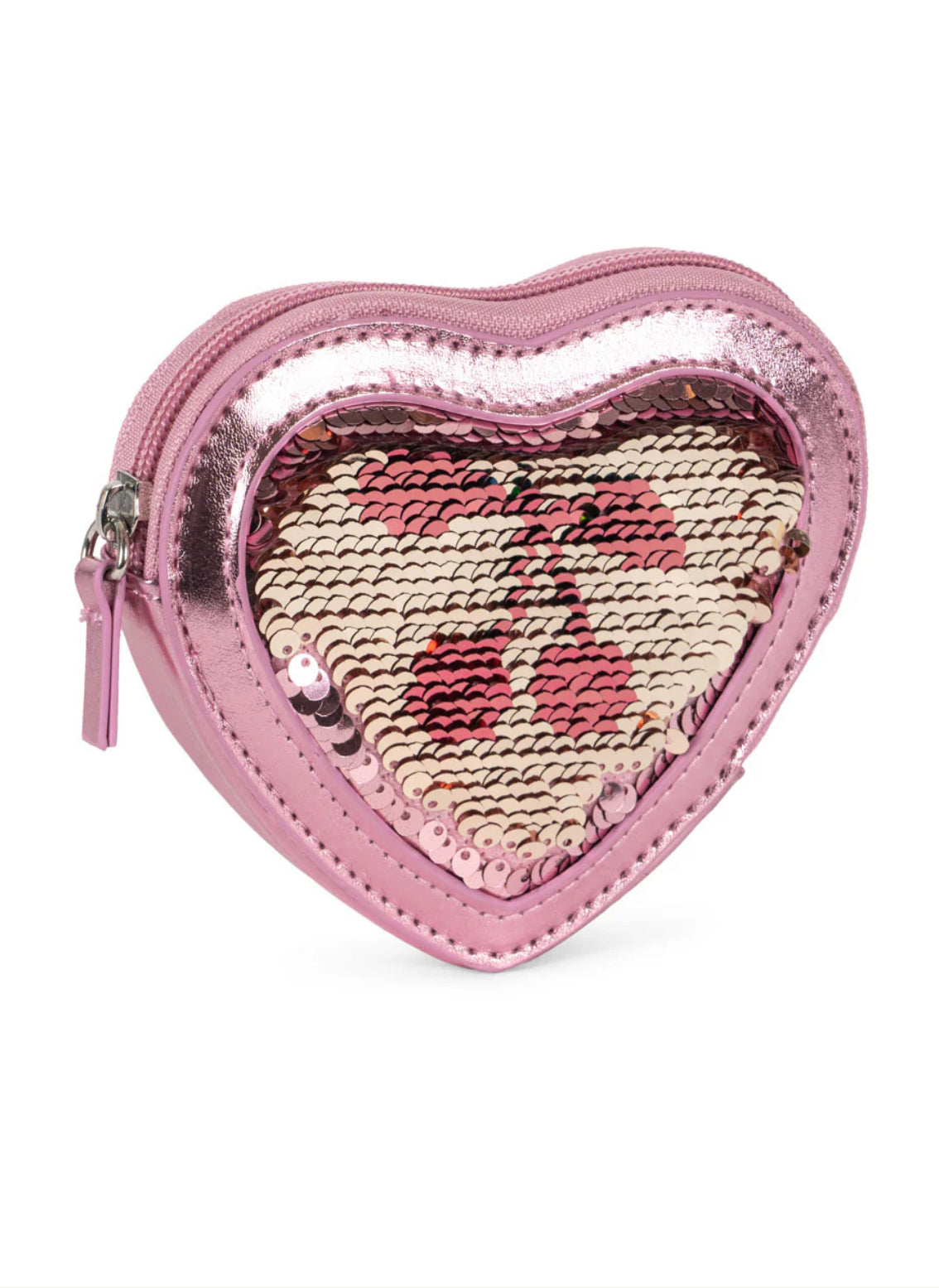 Tut Heart Sequin Wallet- Rose