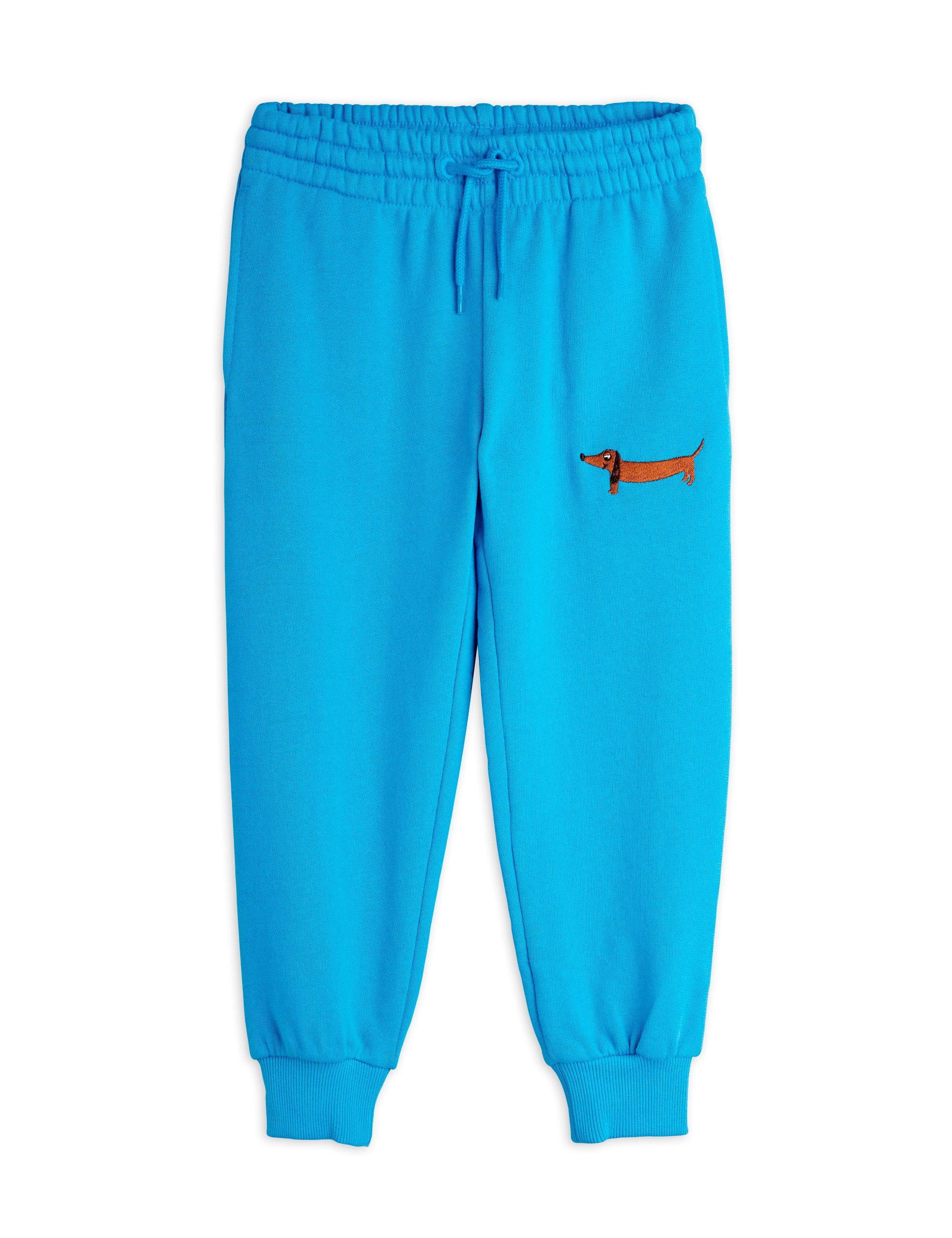 Dog Embroidered Sweatpants - Blue
