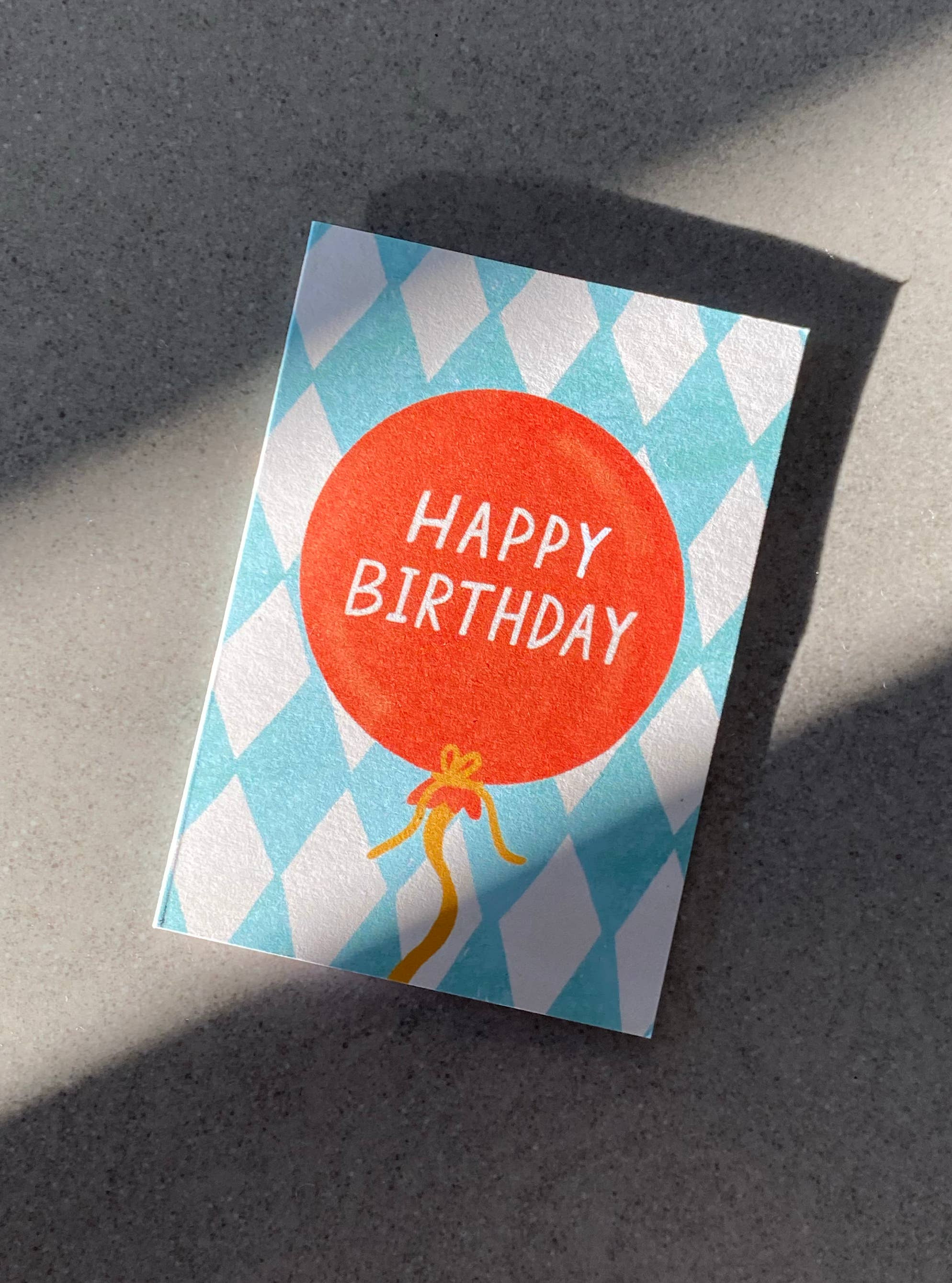Birthday Balloon Mini Card - Illustrated Bday Greeting Card