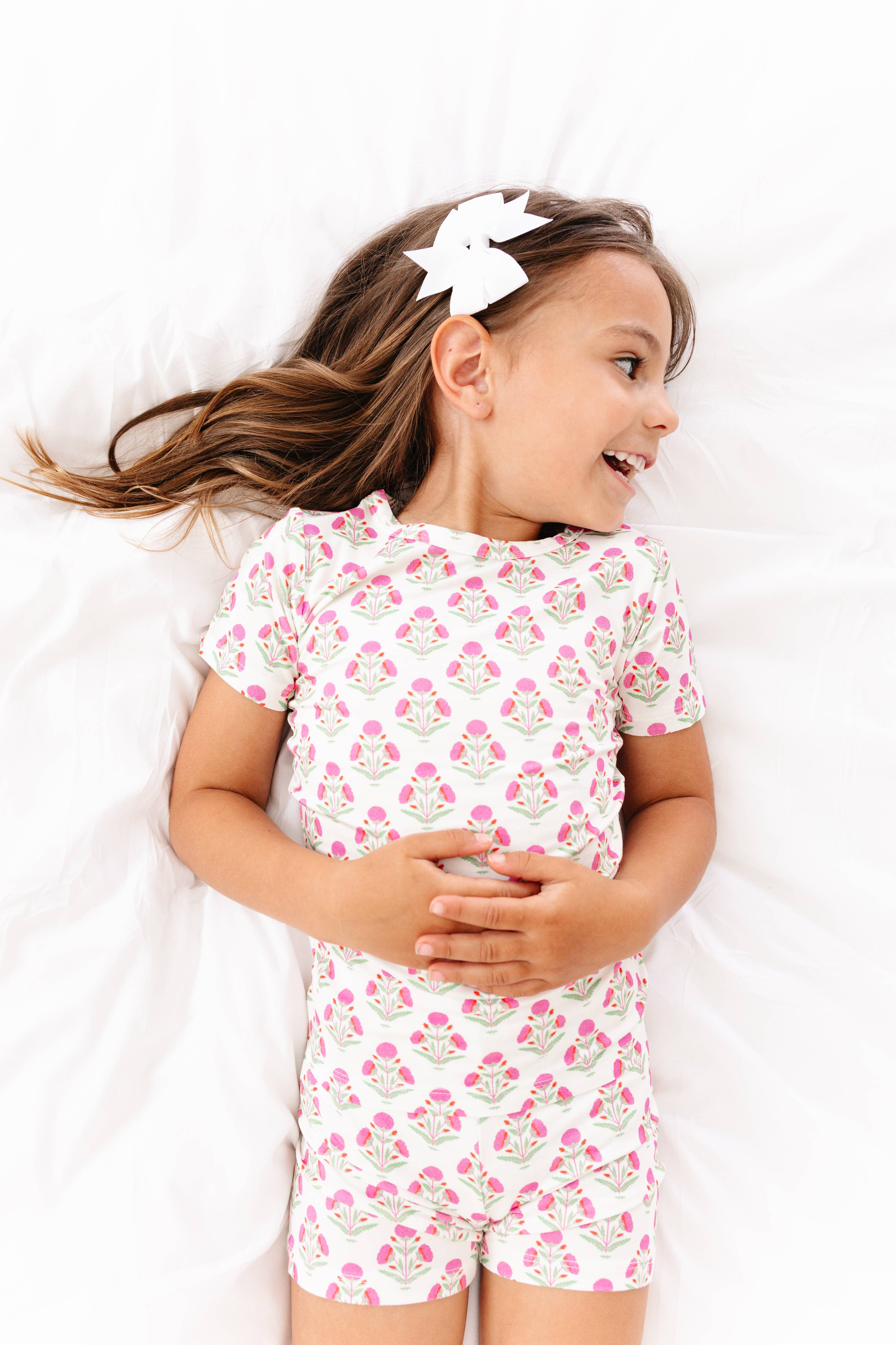 Pink Posy Short Sleeve & Shorts Bamboo Toddler Pajama Set