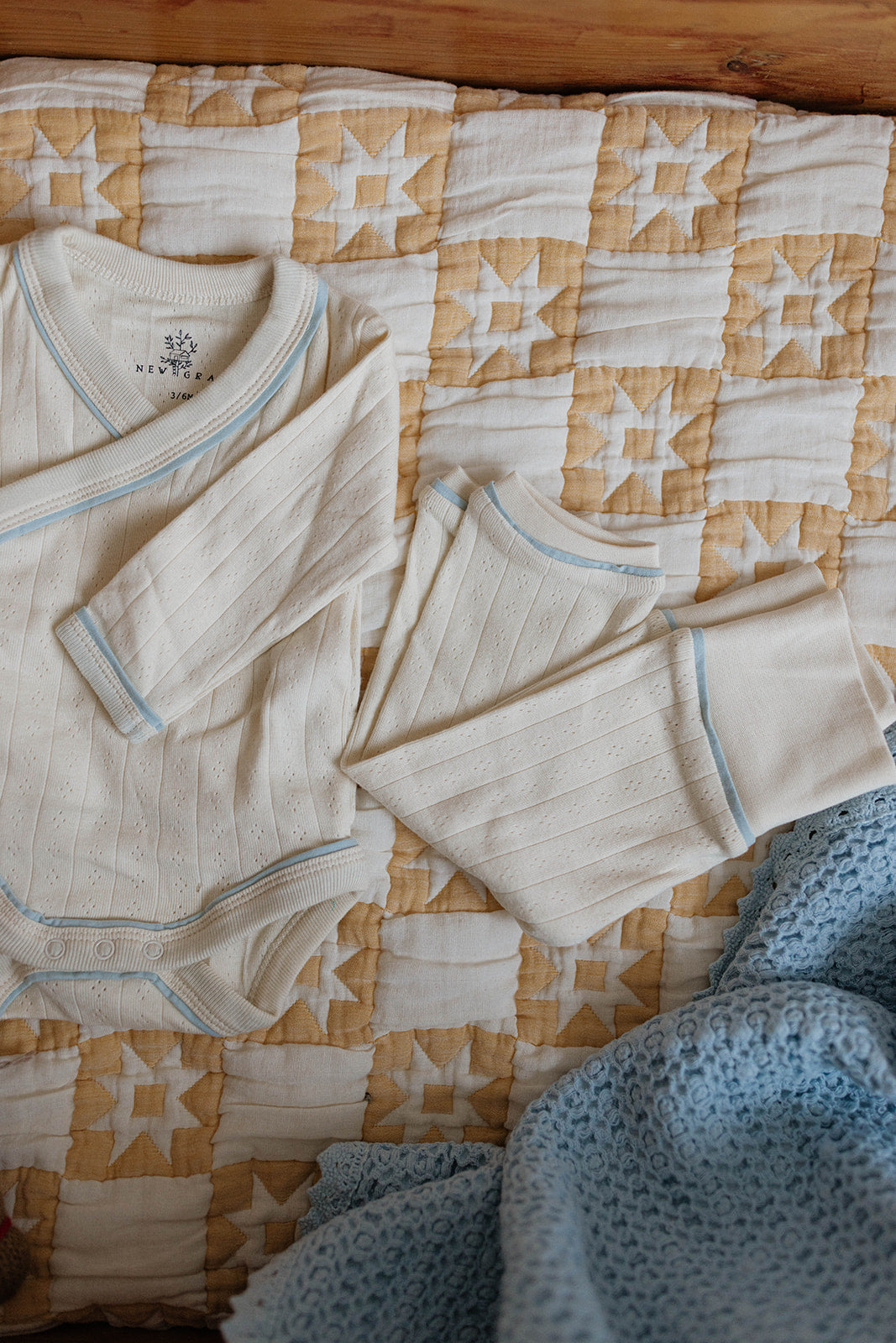 Wrap Onesie + Pant Set | Pointelle - Milk and Powder