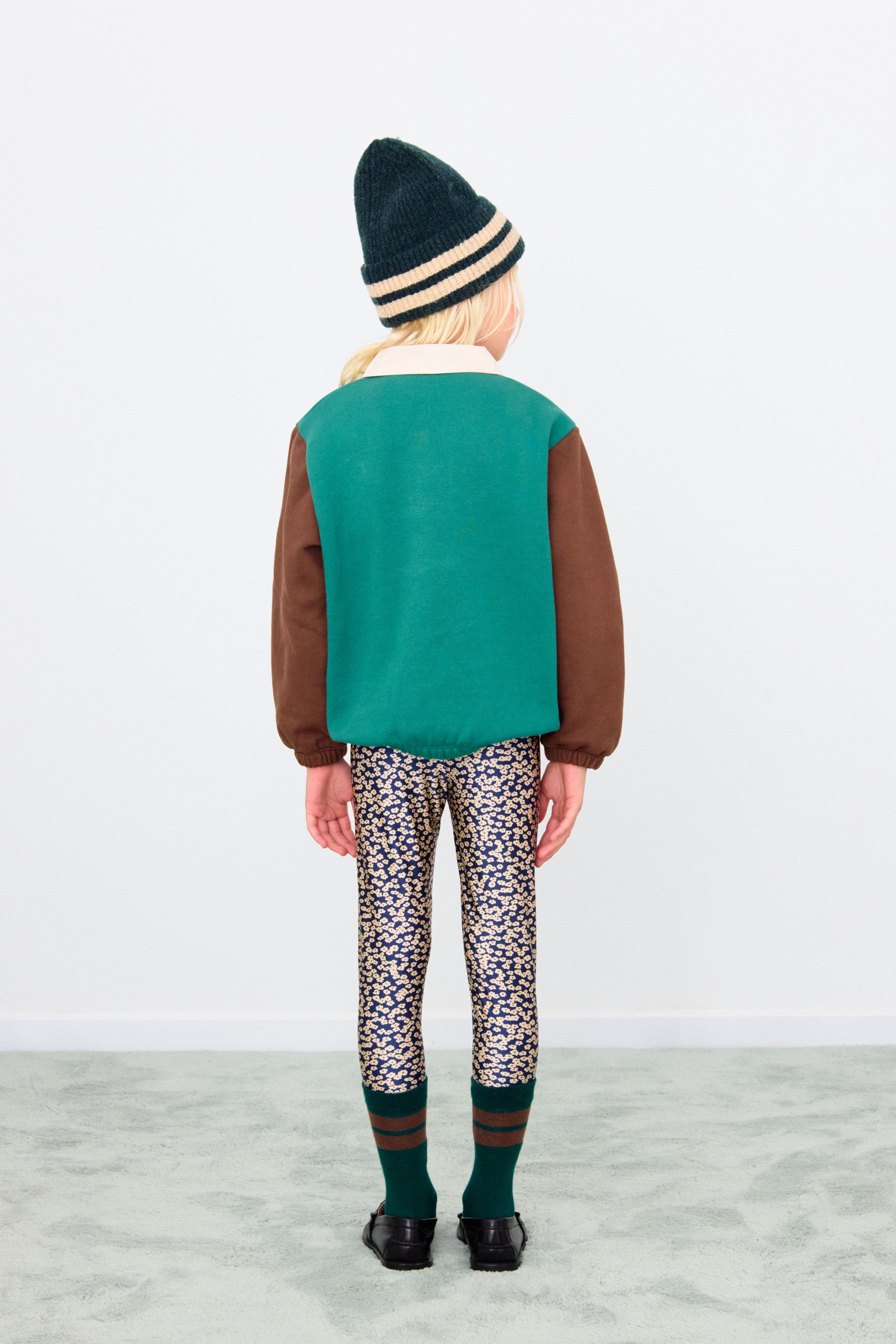 Color Block Polo Sleeve Tee Dark Green