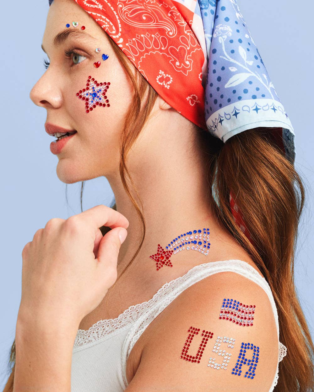 USA Face Gems | patriotic, fourth july, festival, americana