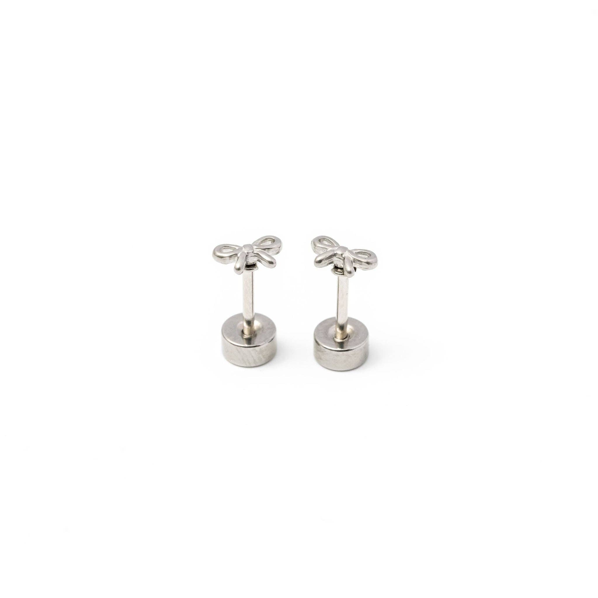 Mini Bow Stud Earring Silver