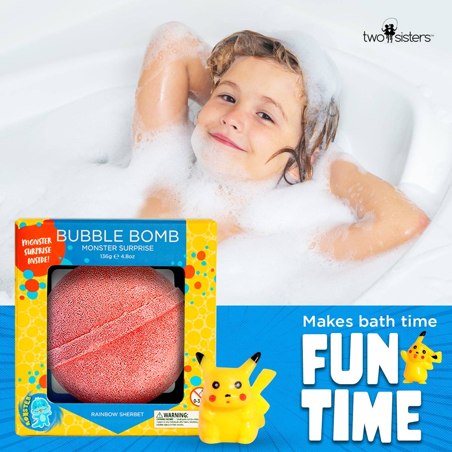 Monster Bath Bomb for Kids with Surprise Toys Inside