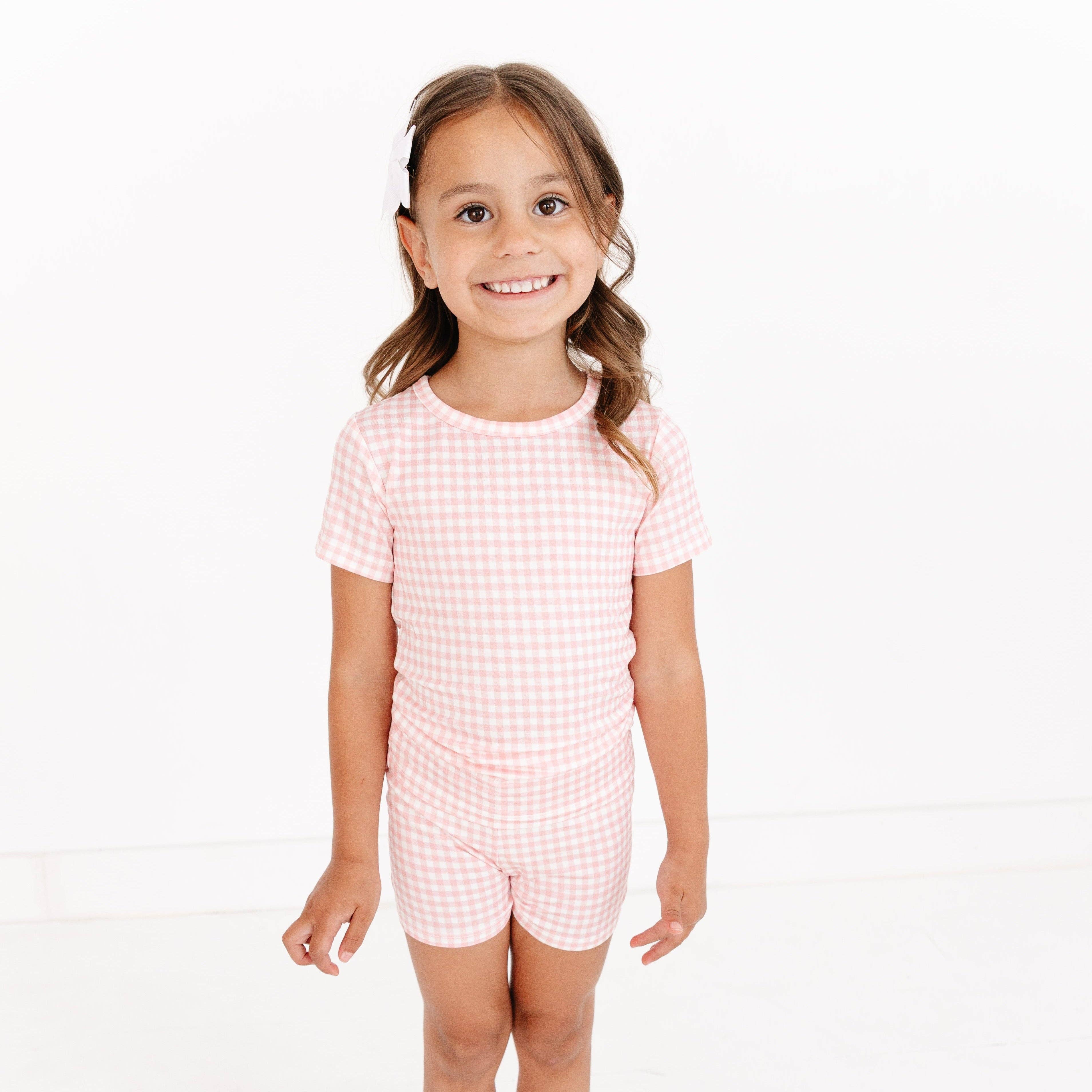 Sugar Gingham Short Sleeve & Shorts Bamboo Toddler Pajama Set