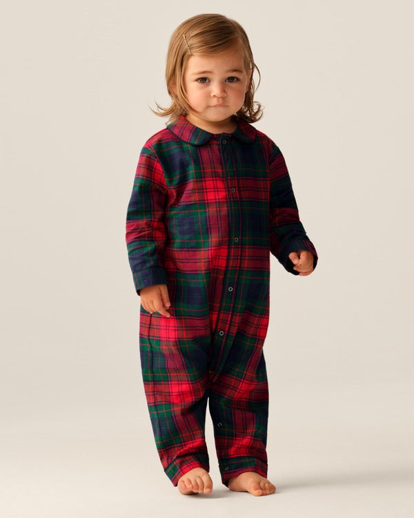 Baby Twill Cambridge Romper - Tartan, Red