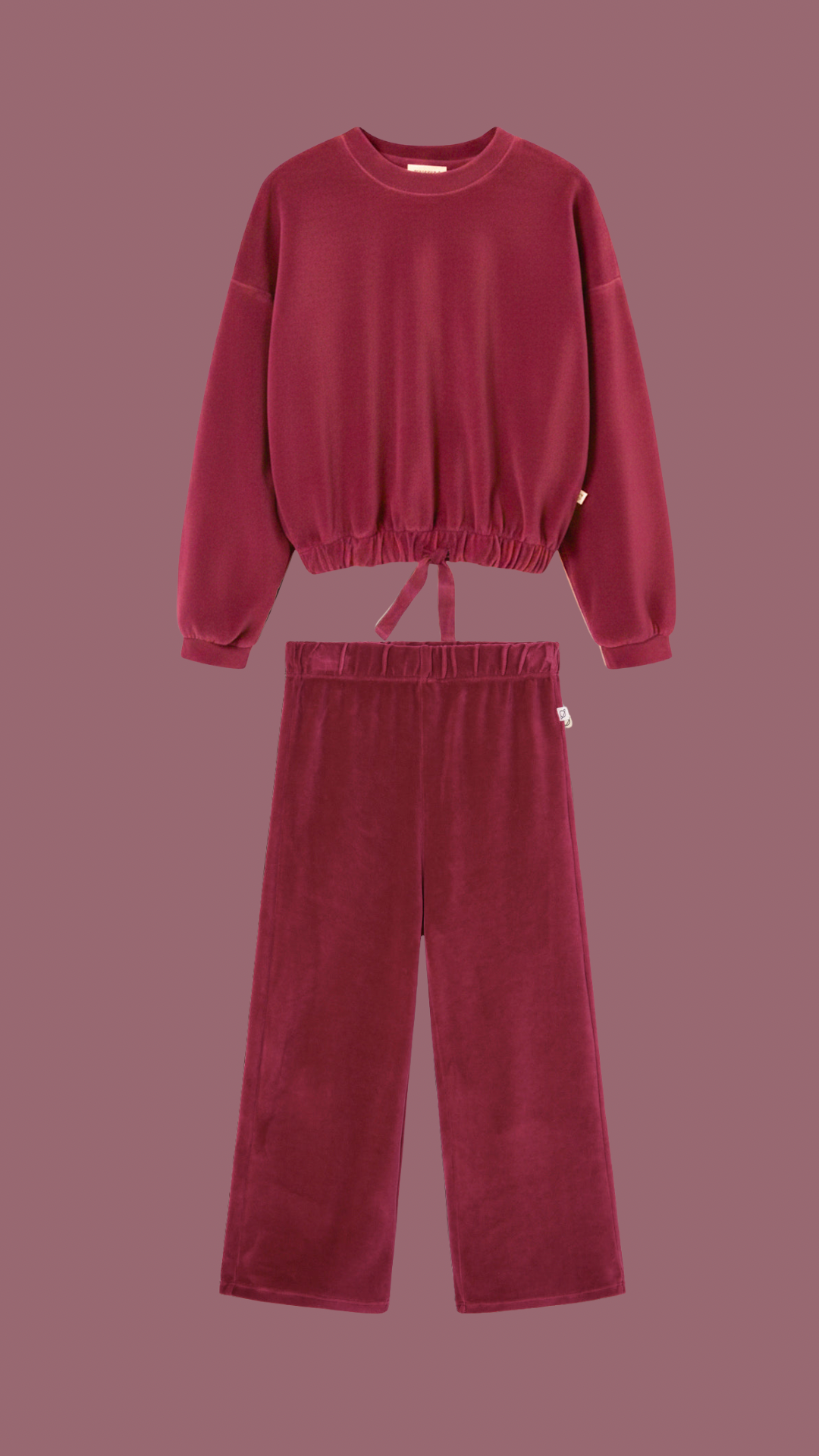 Fara Velour Knit Bow Sweatshirt and sweatpants - Prune