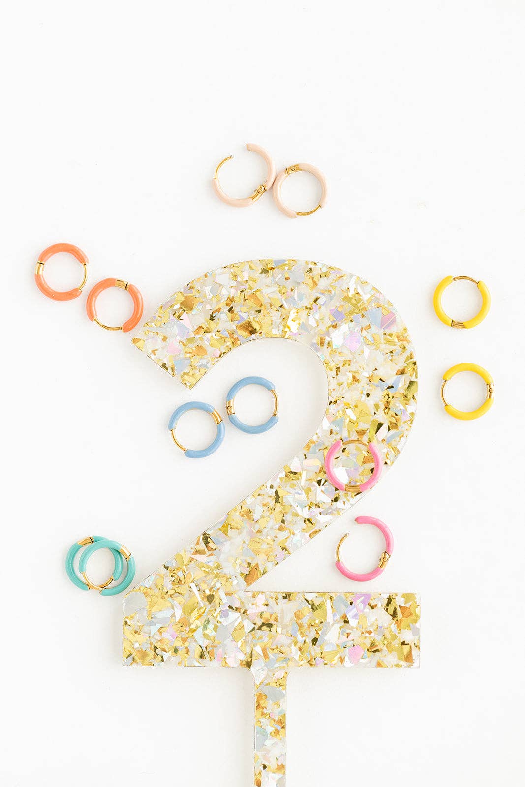 Enamel Hoop Earrings - Neon Pink