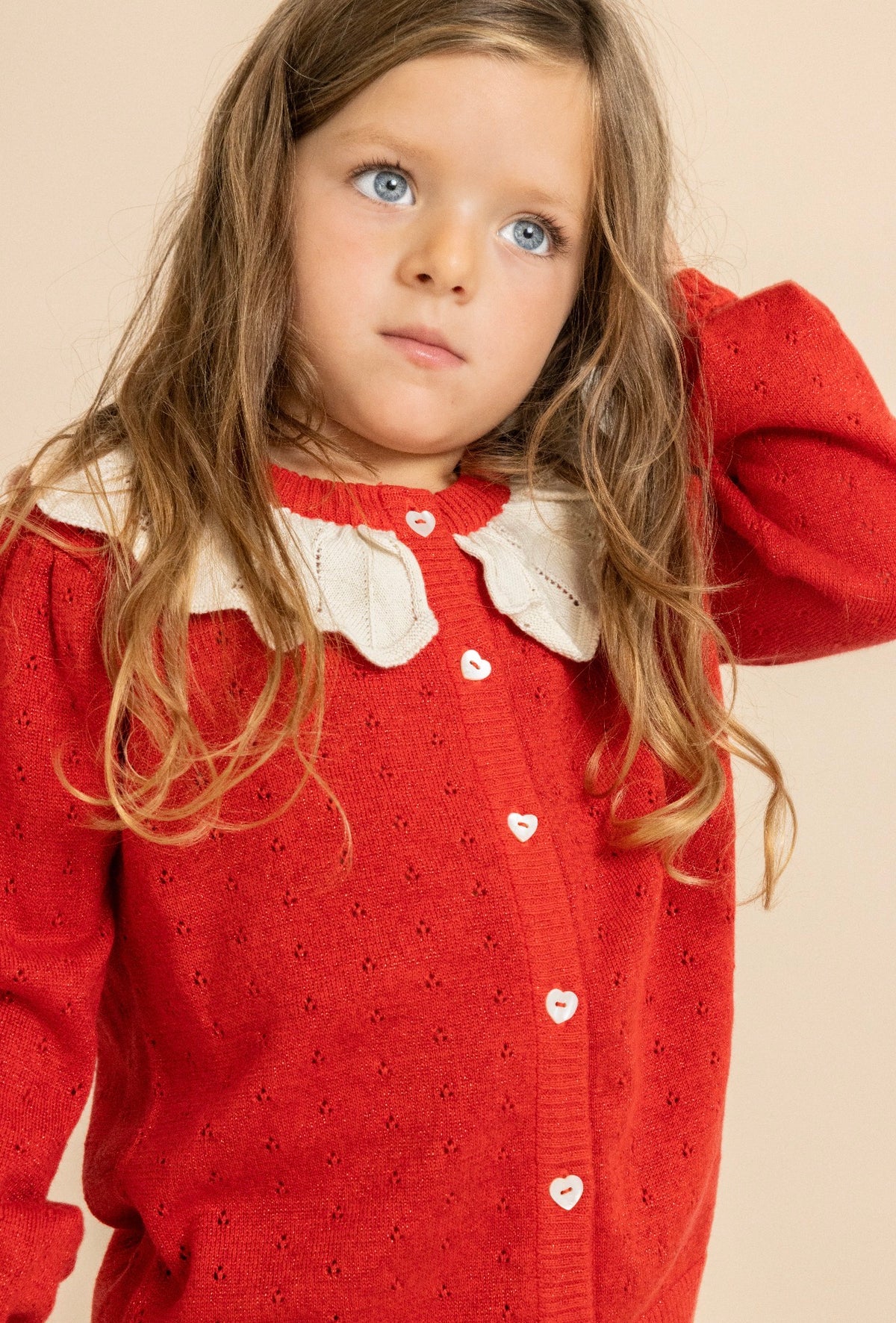 Dora Cardigan - Poppy Red Glitter