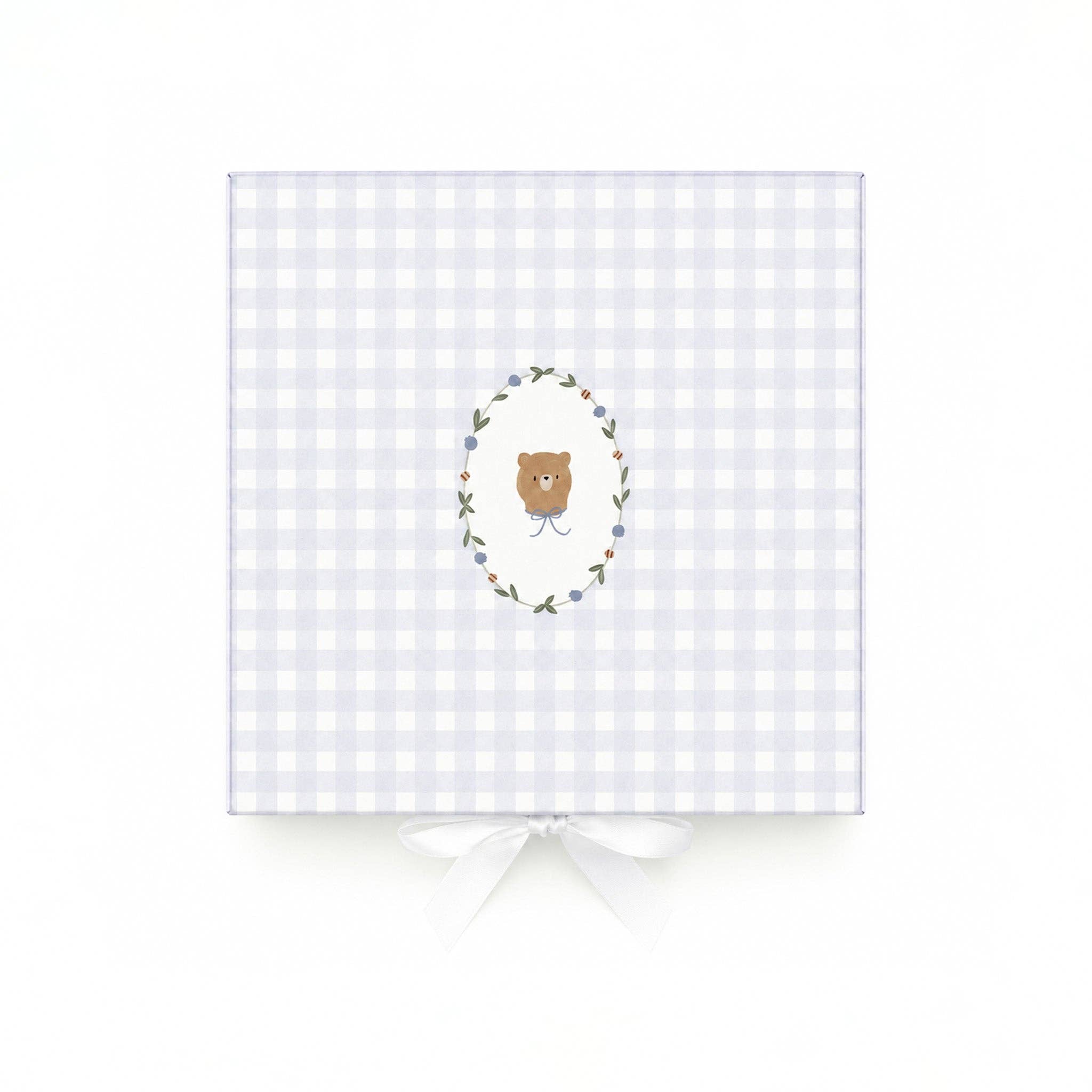 Gift Box Blue Gingham Bear