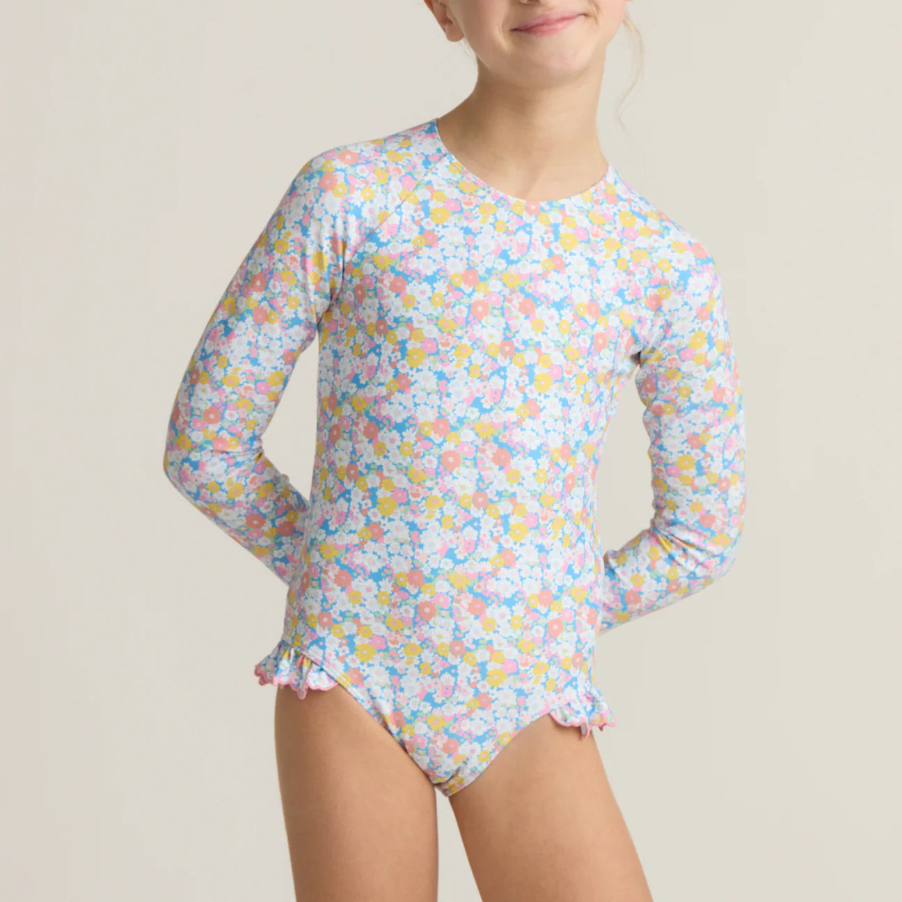Girls Jasmine Blossom Rashguard One Piece