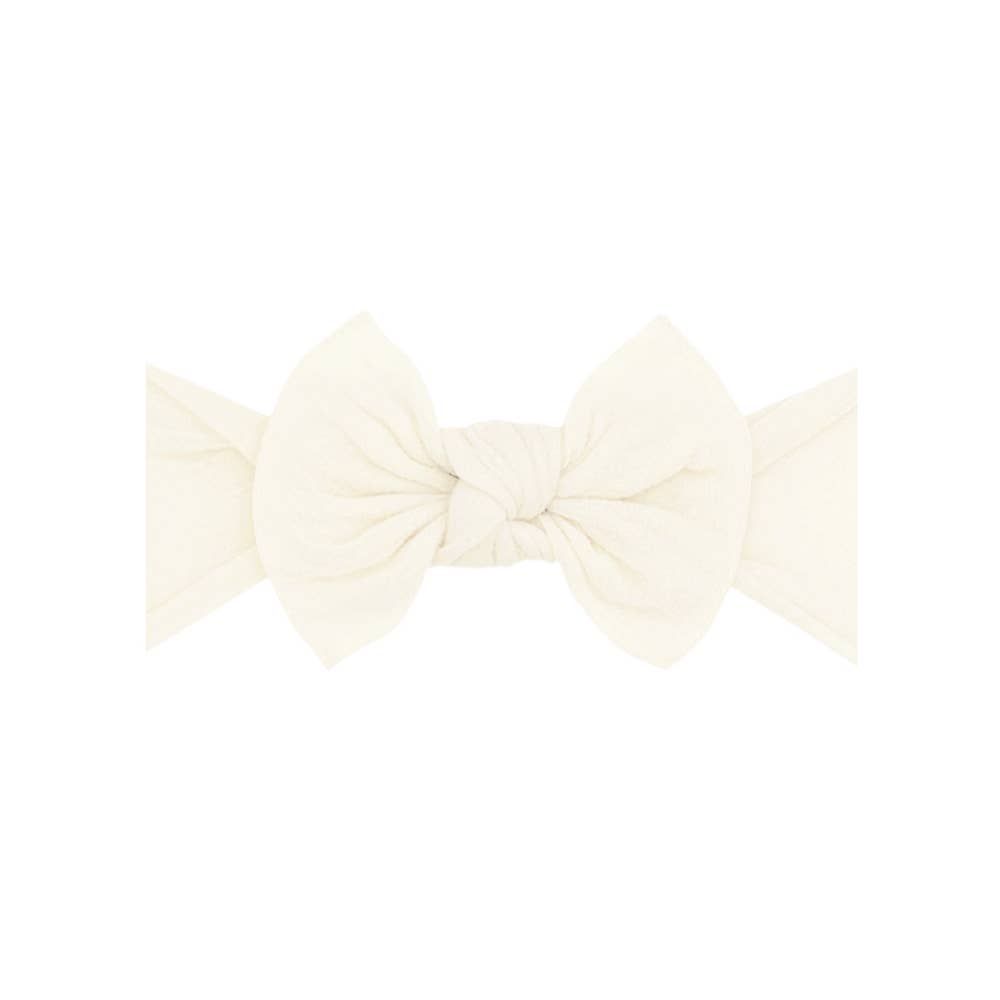 Baby Bling® Itty Bitty Knot Small Soft Nylon Bow Headband: Ivory