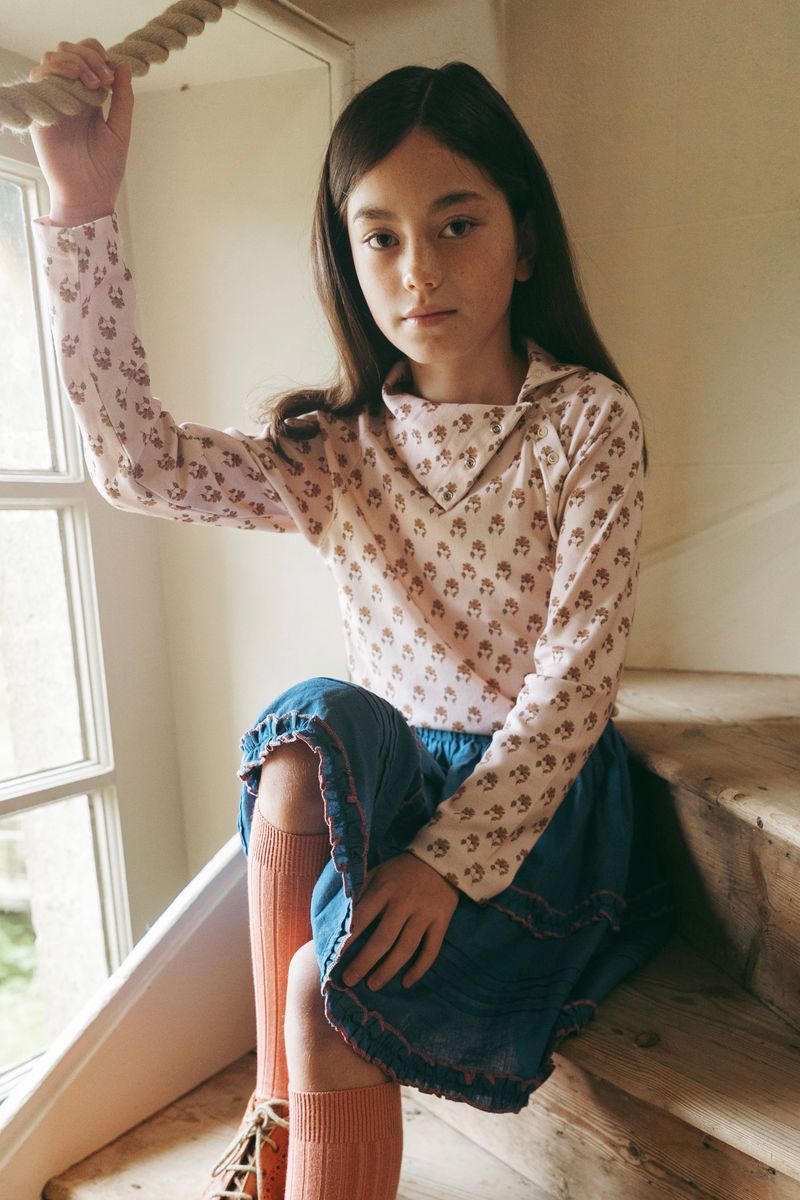 Snap Turtleneck in Textured Floral