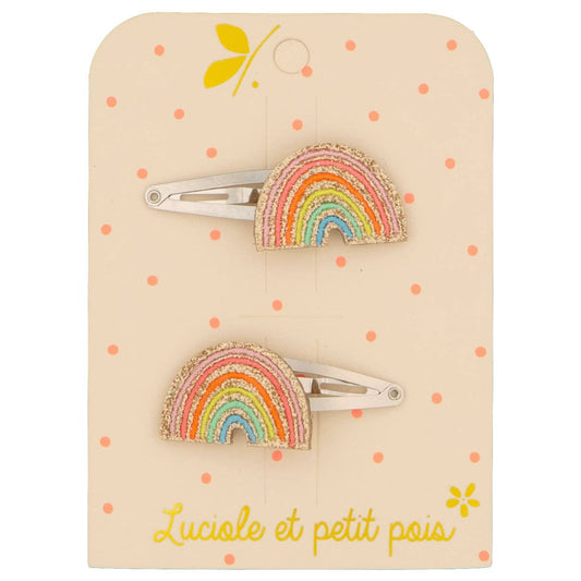 Multicoloured rainbow hair clips (pair)