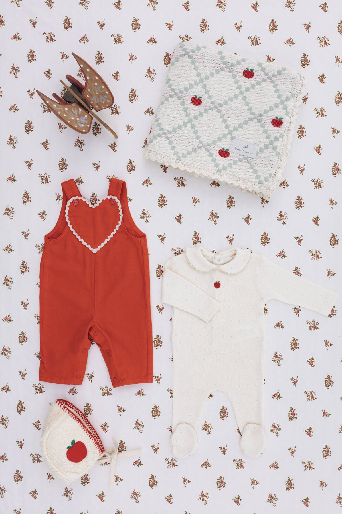 Bebe Apple Collar Overall - Natural Pointelle