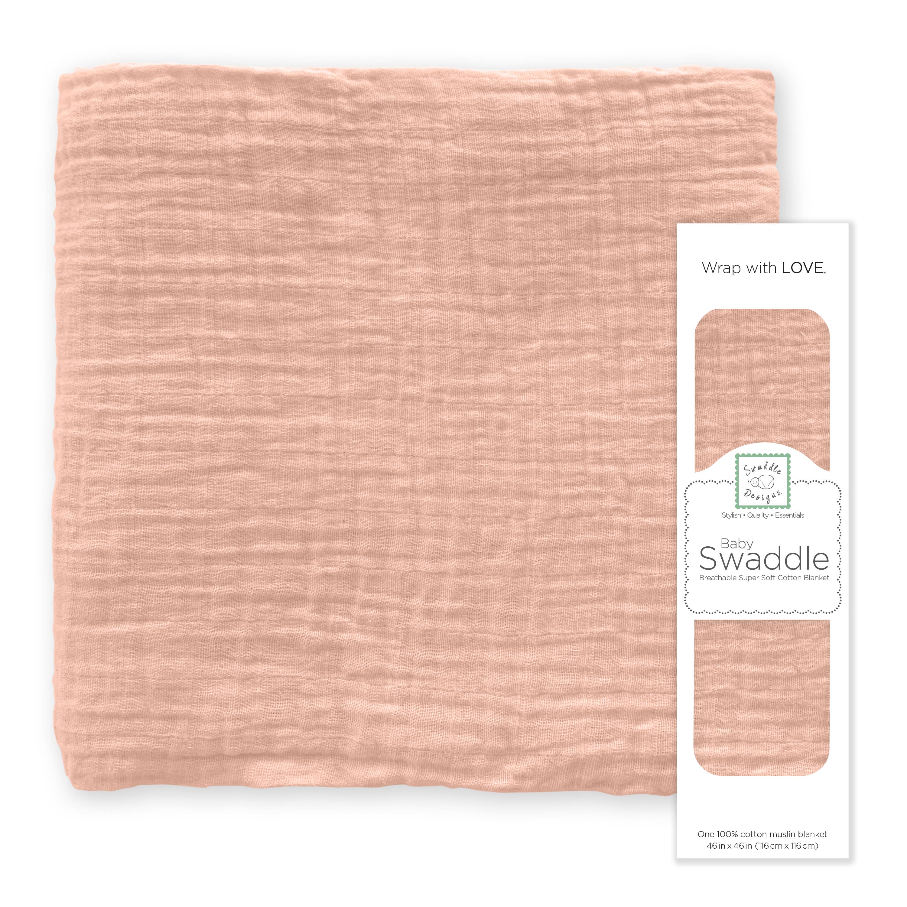 Peach Blush Muslin Swaddle Blanket