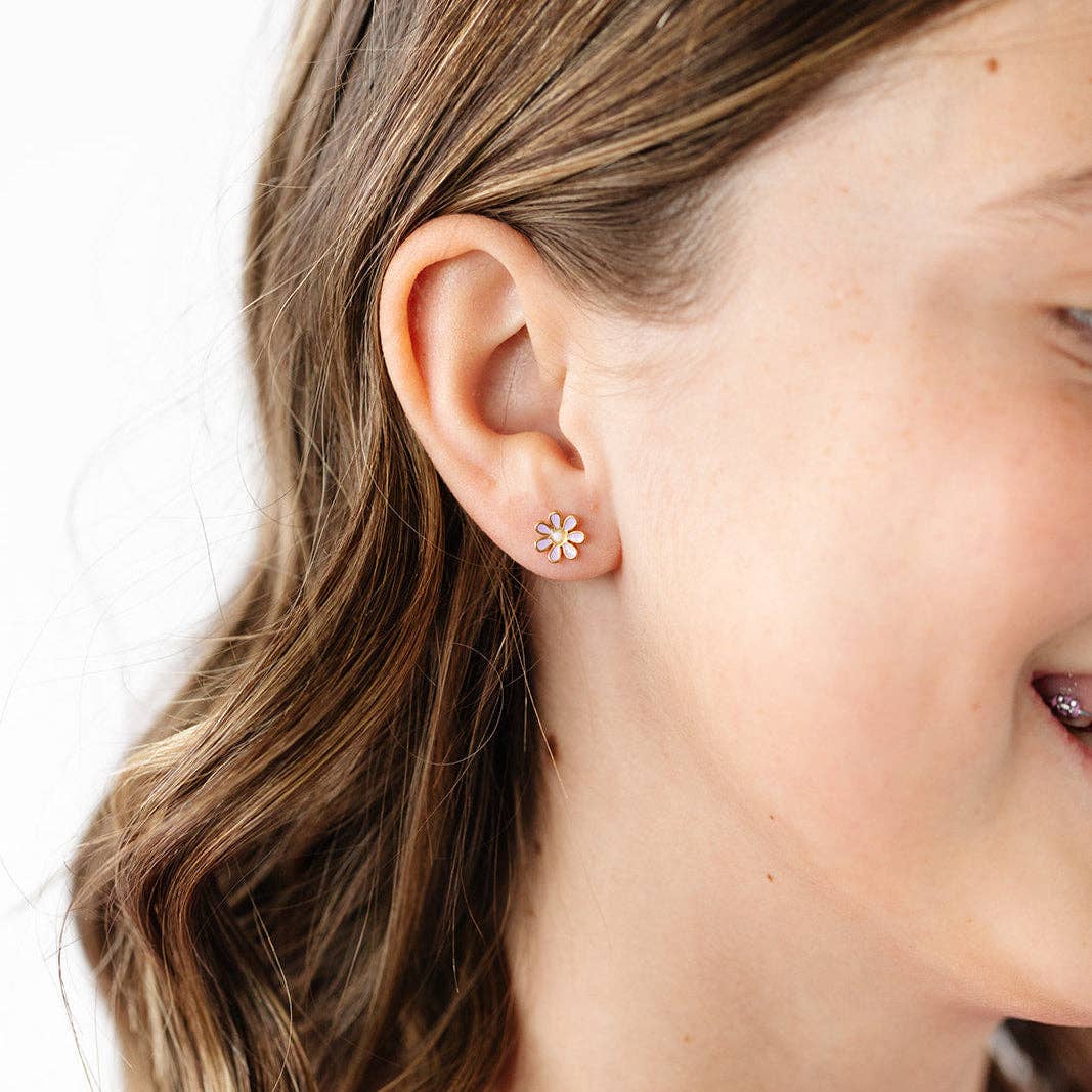 Daisy Stud Earrings - white