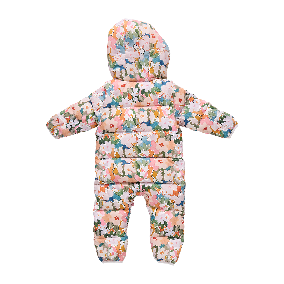 Baby Girls Ruffle Snowsuit - Watercolor Floral