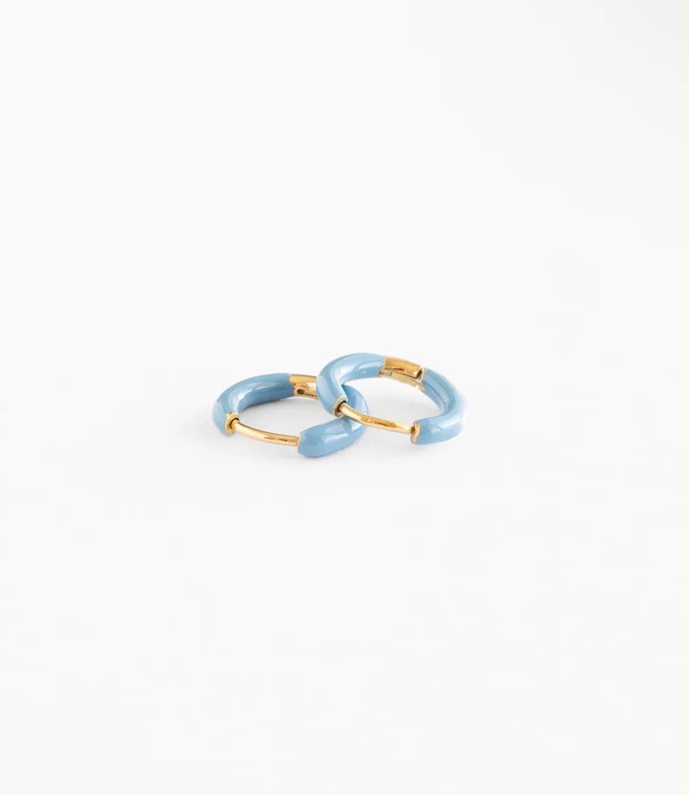 Enamel Hoop Earrings - Neon Pink