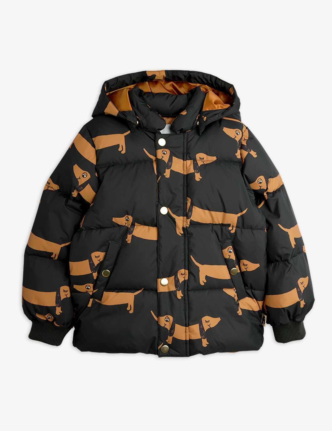 Dog AOP Hooded Puffer - Black
