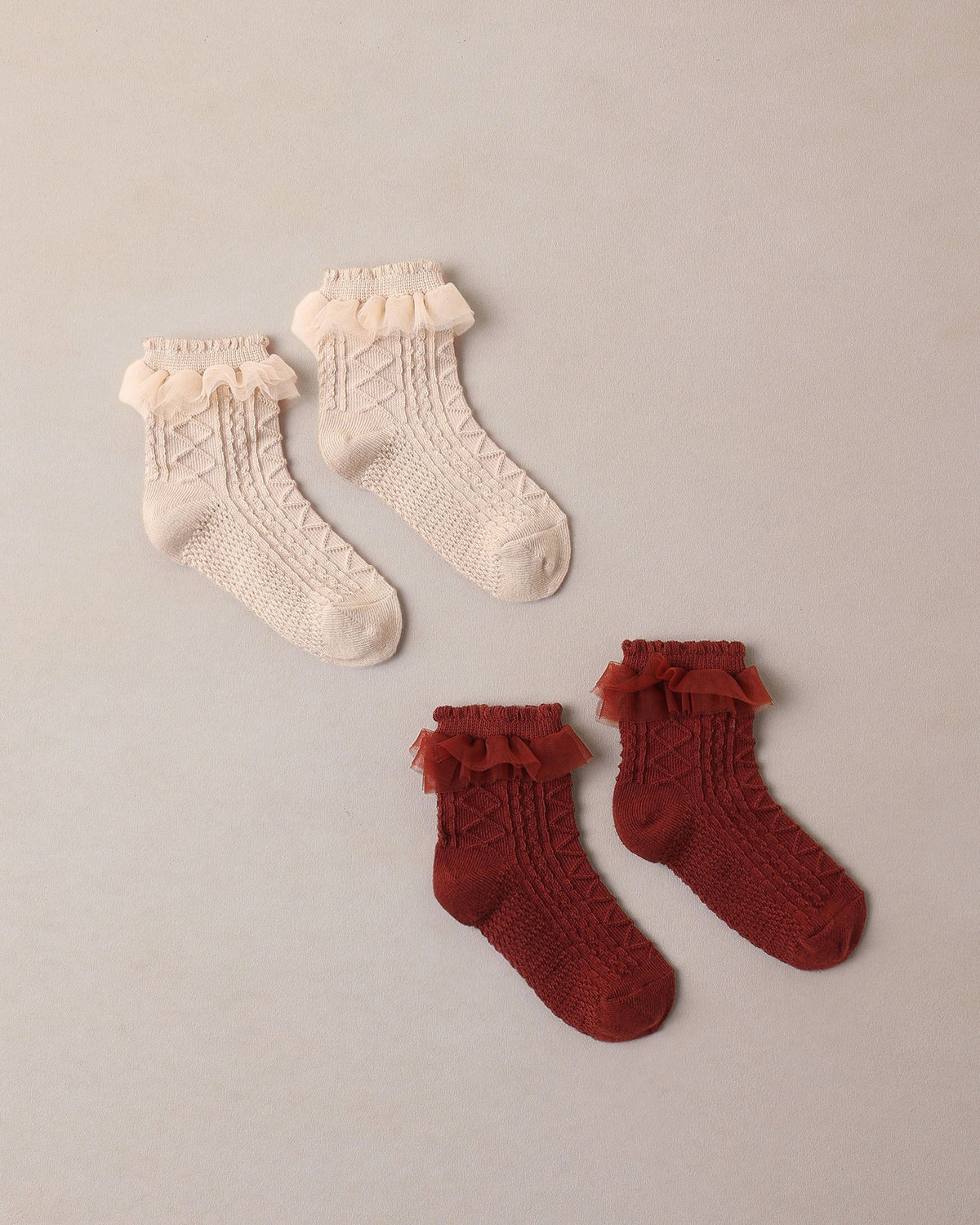 Ruffle Socks - Pearl, Ruby