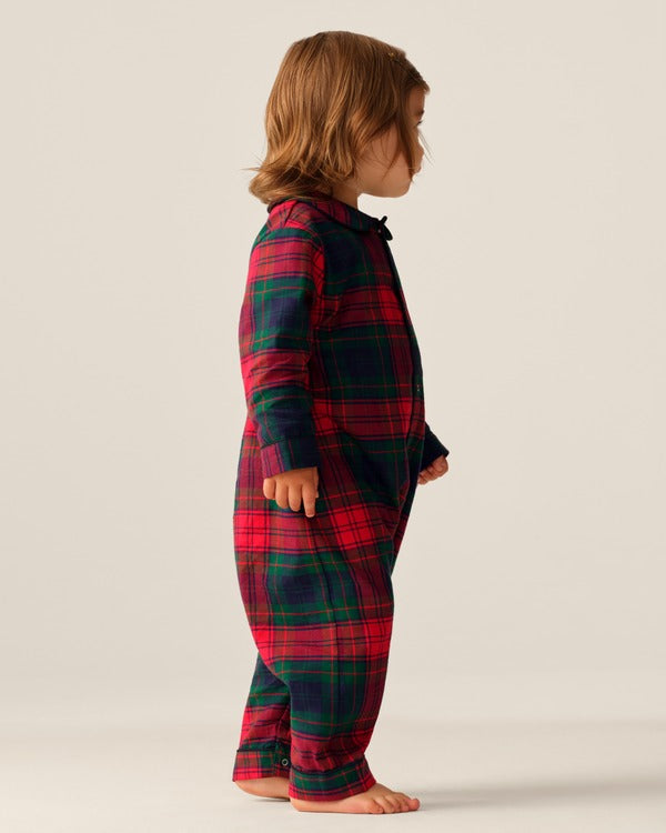 Baby Twill Cambridge Romper - Tartan, Red