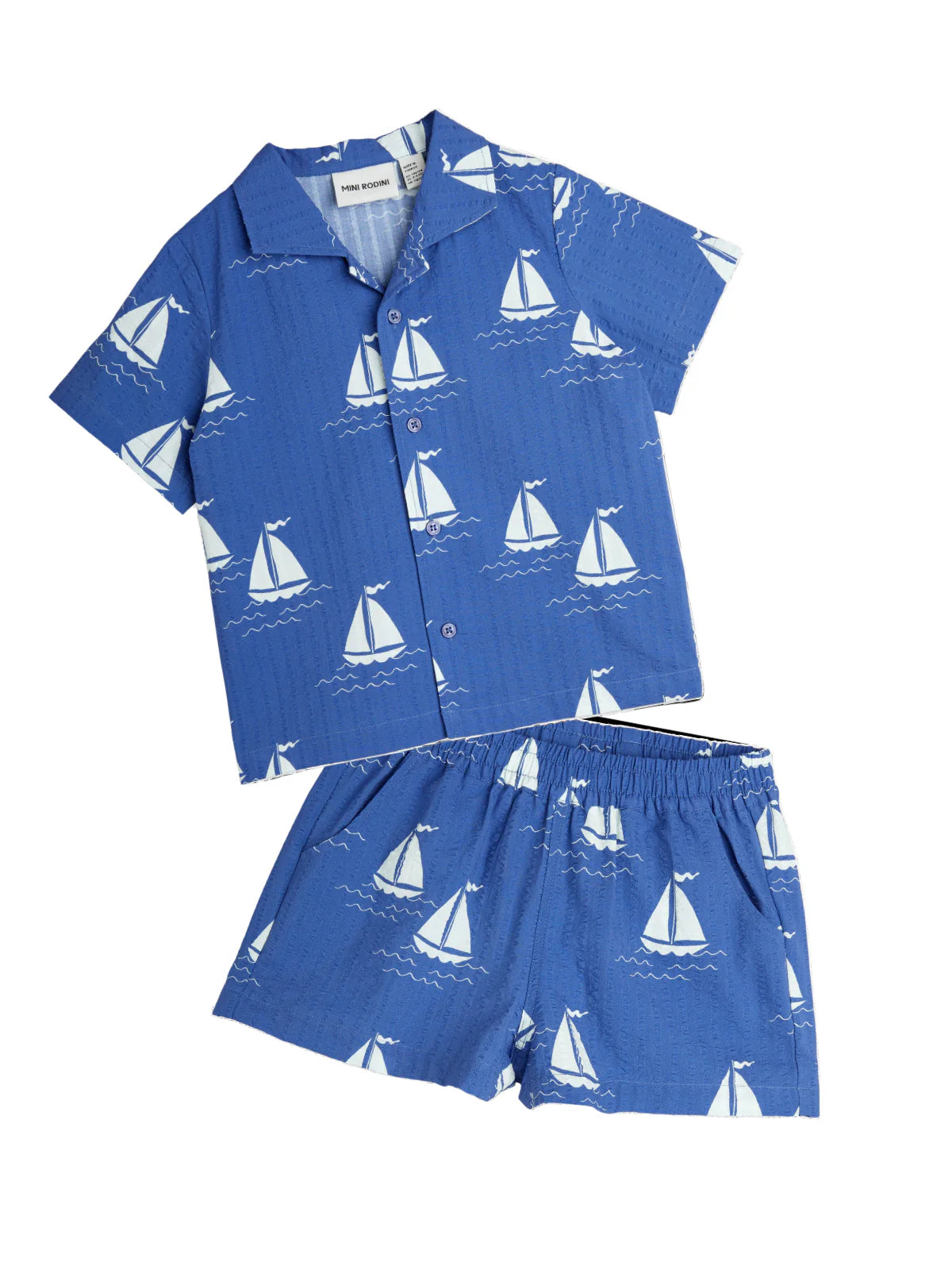 Sailing Boats AOP Woven SS Shirt - Blue