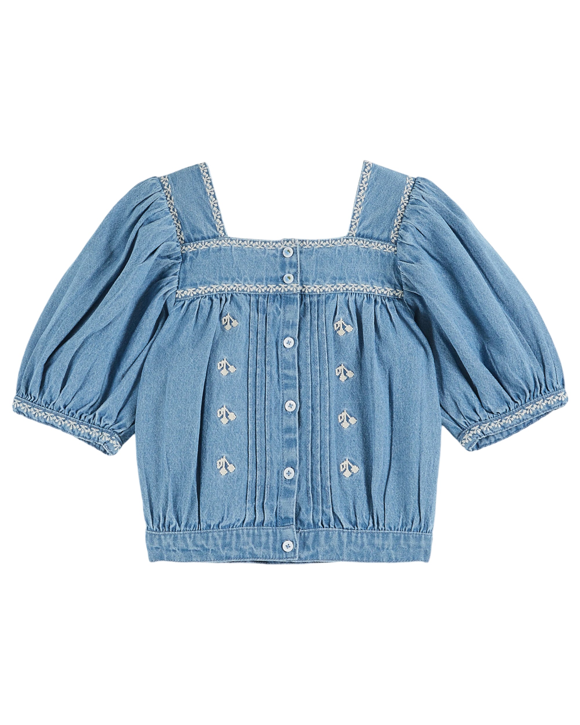 Chambray embroidered blouse