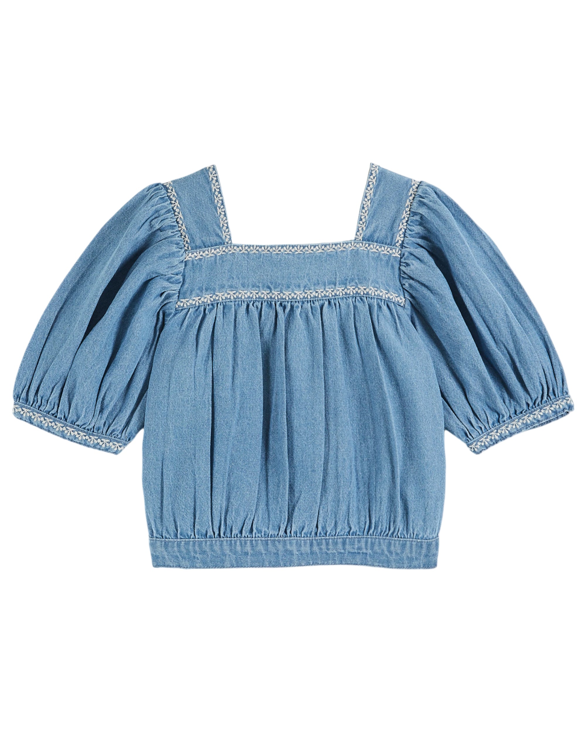 Chambray embroidered blouse