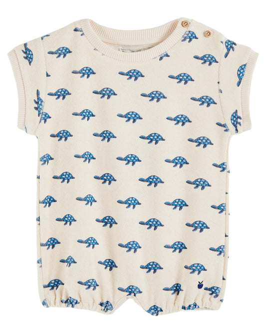 ECRU TURTLE TERRY ROMPER