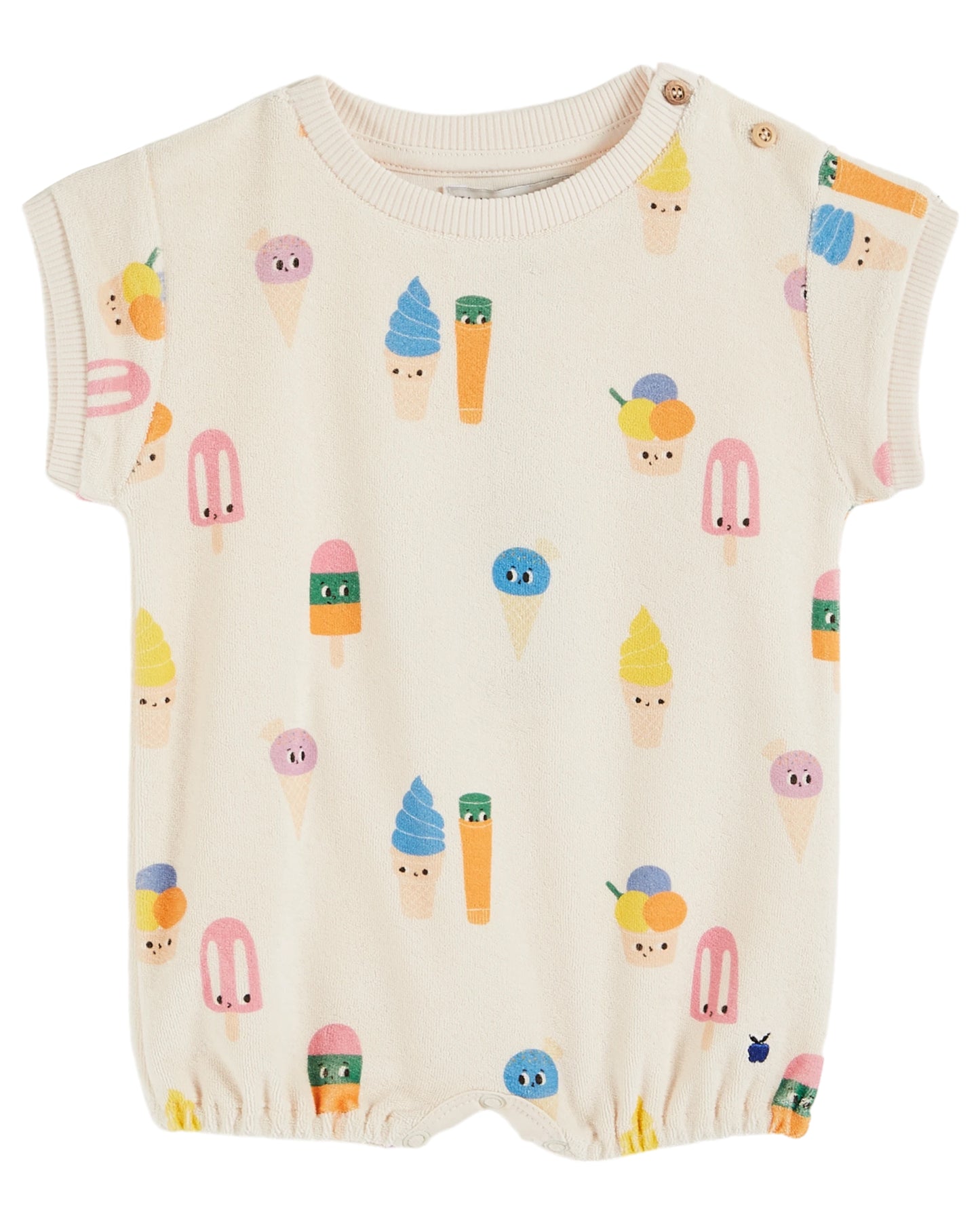 ECRU ICE CREAM TERRY ROMPER