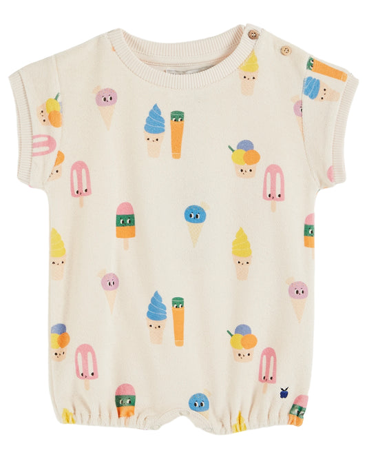 ECRU ICE CREAM TERRY ROMPER