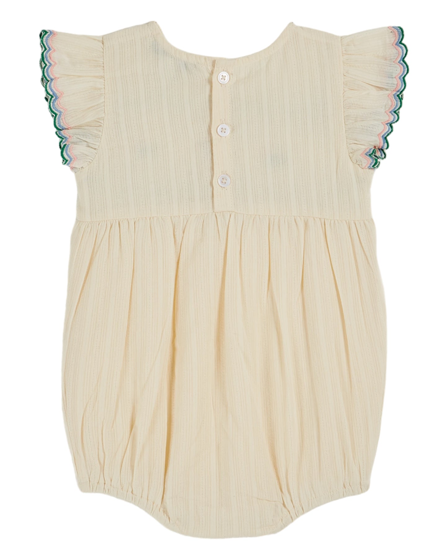 ECRU HAND-SMOCKED EMBROIDERED ROMPER