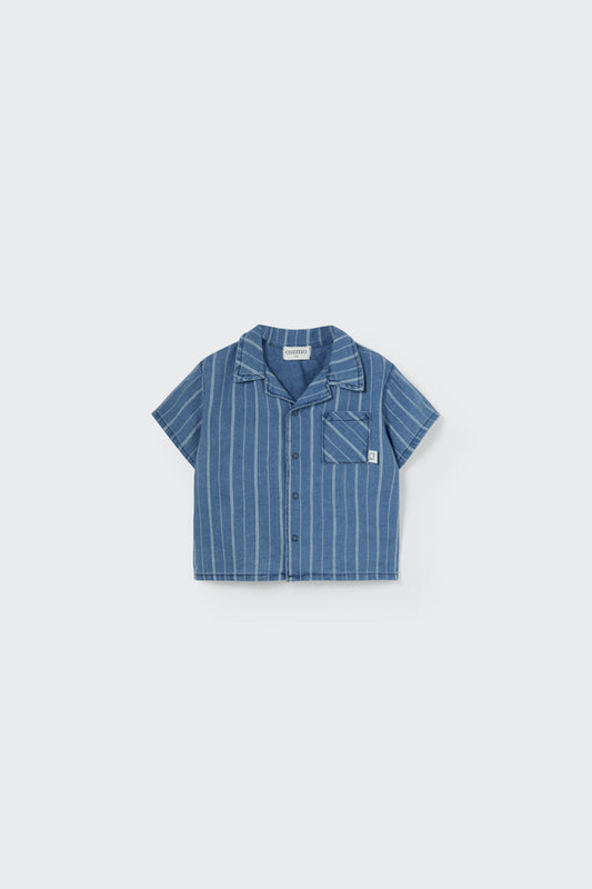 Striped Denim Baby Shirt - Blue