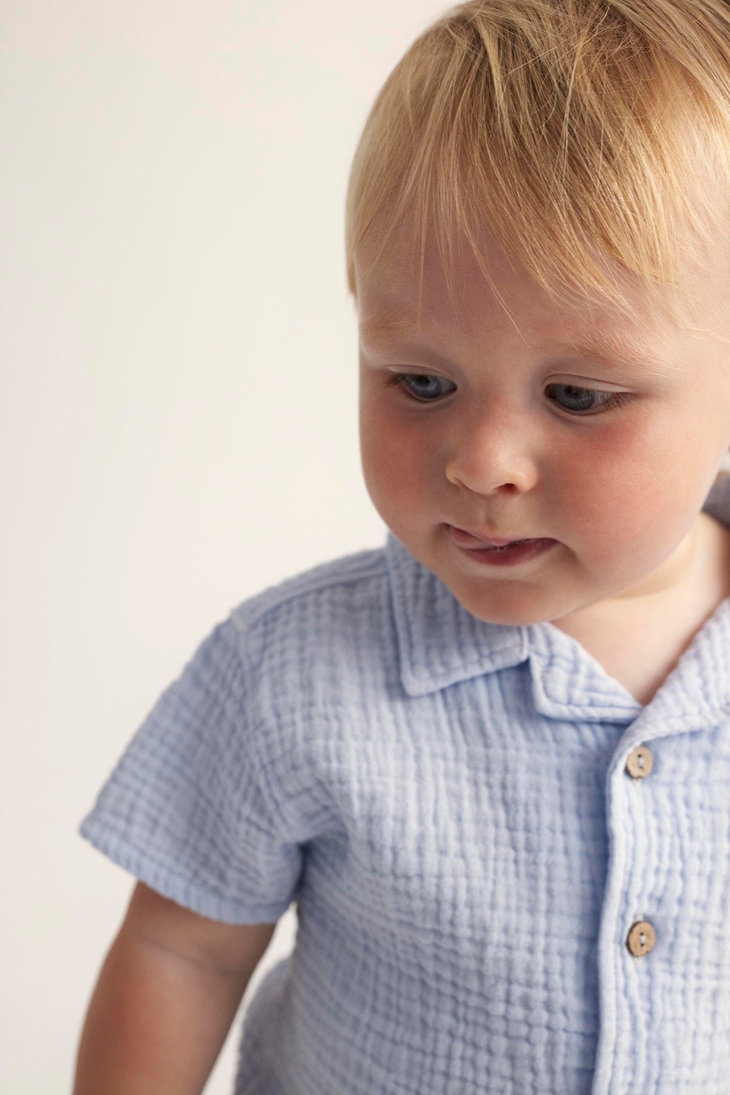 Soft Gauze Baby Short Sleeves Shirt - Blue