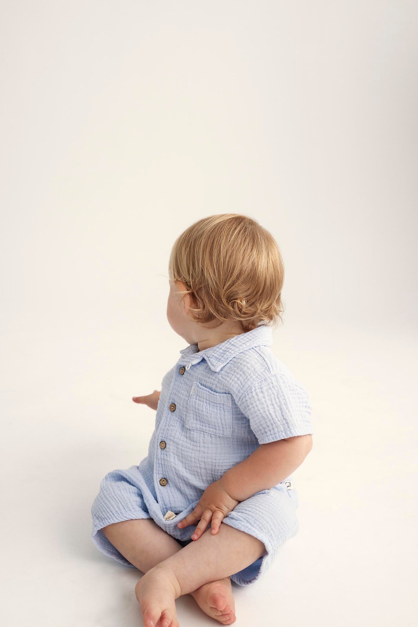 Soft Gauze Baby Short Sleeves Shirt - Blue