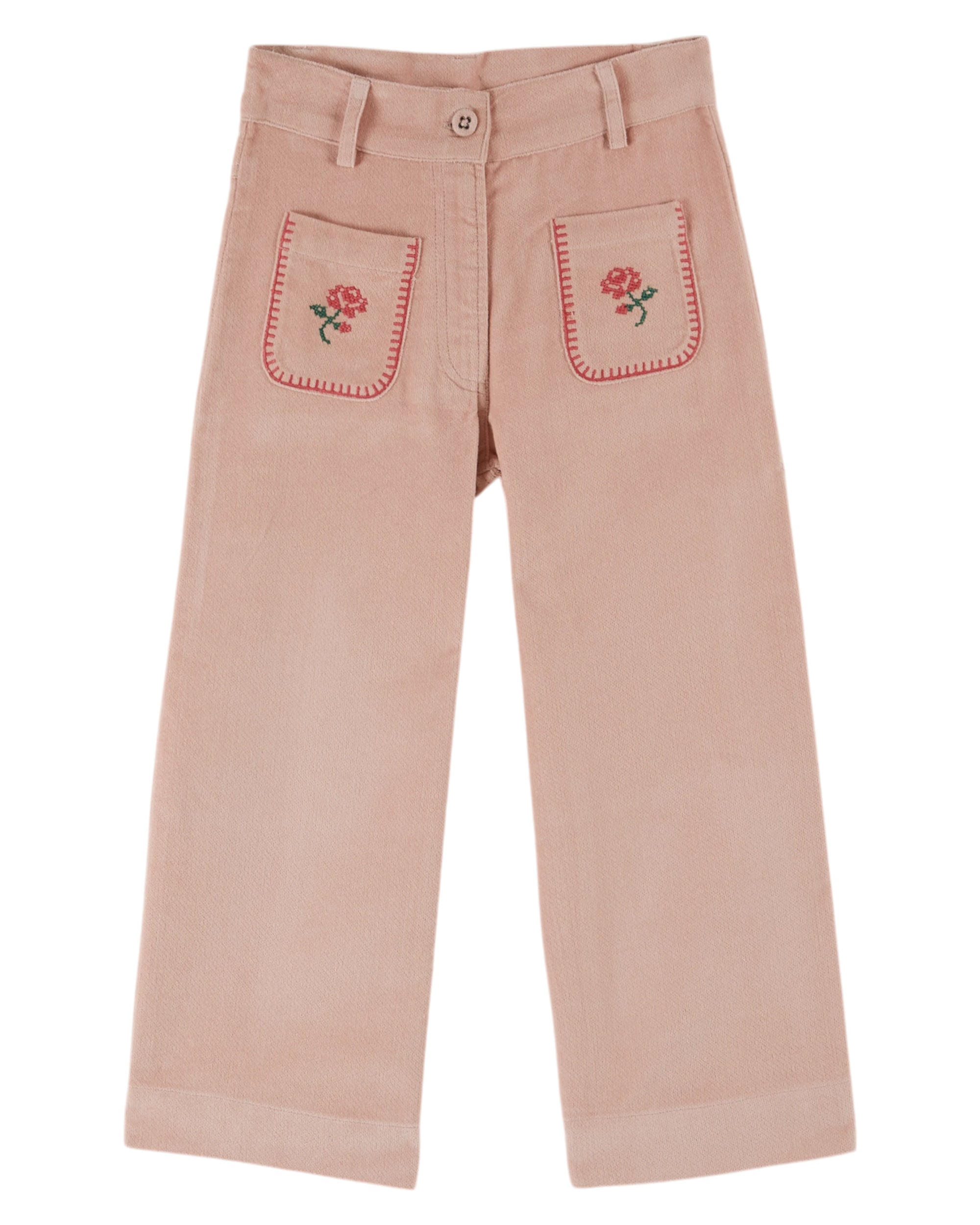 Pantalon Velours Brode - Peony