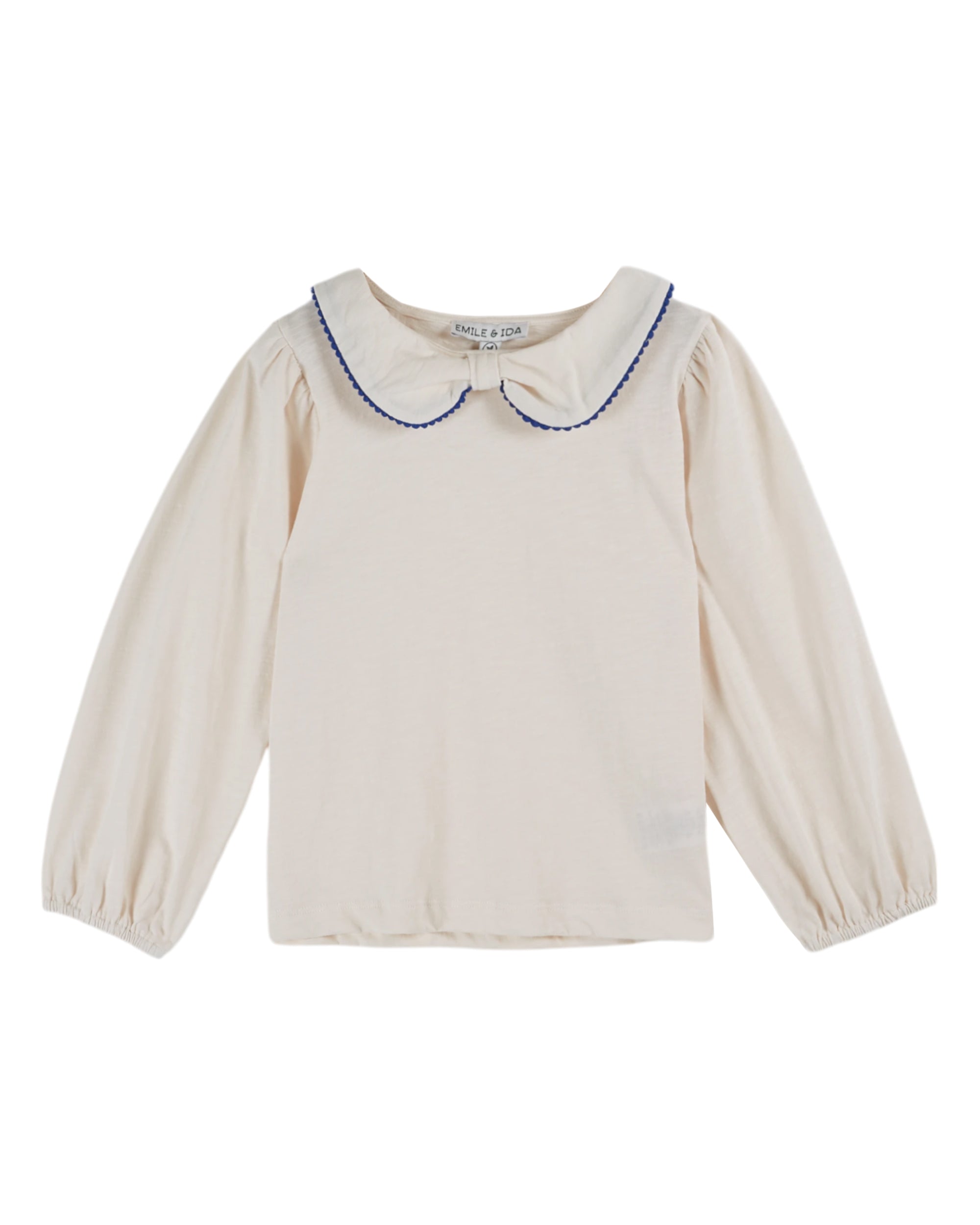 Cream organic cotton bow-neck T-shirt