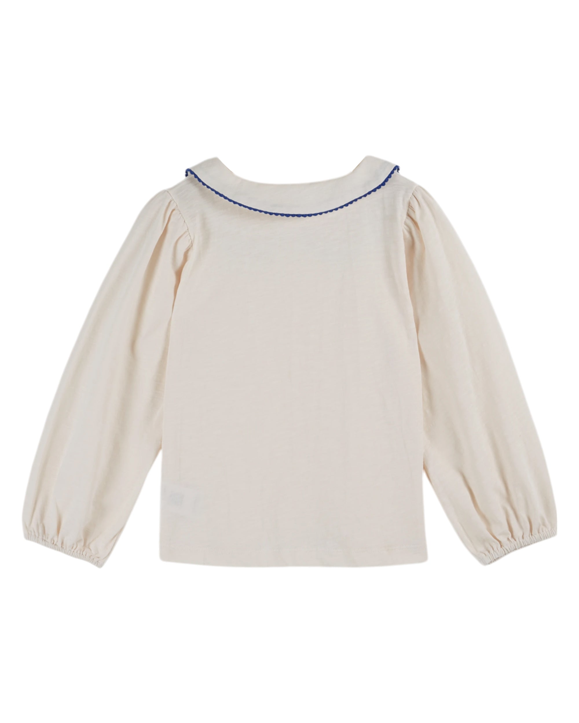 Cream organic cotton bow-neck T-shirt