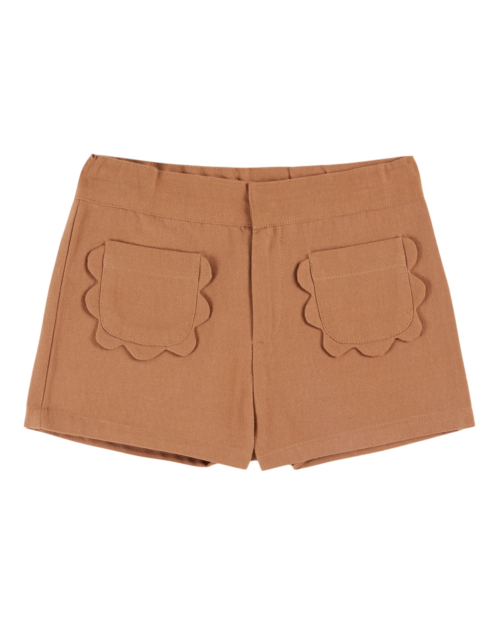Flower Pocket Canvas Shorts - Brownie