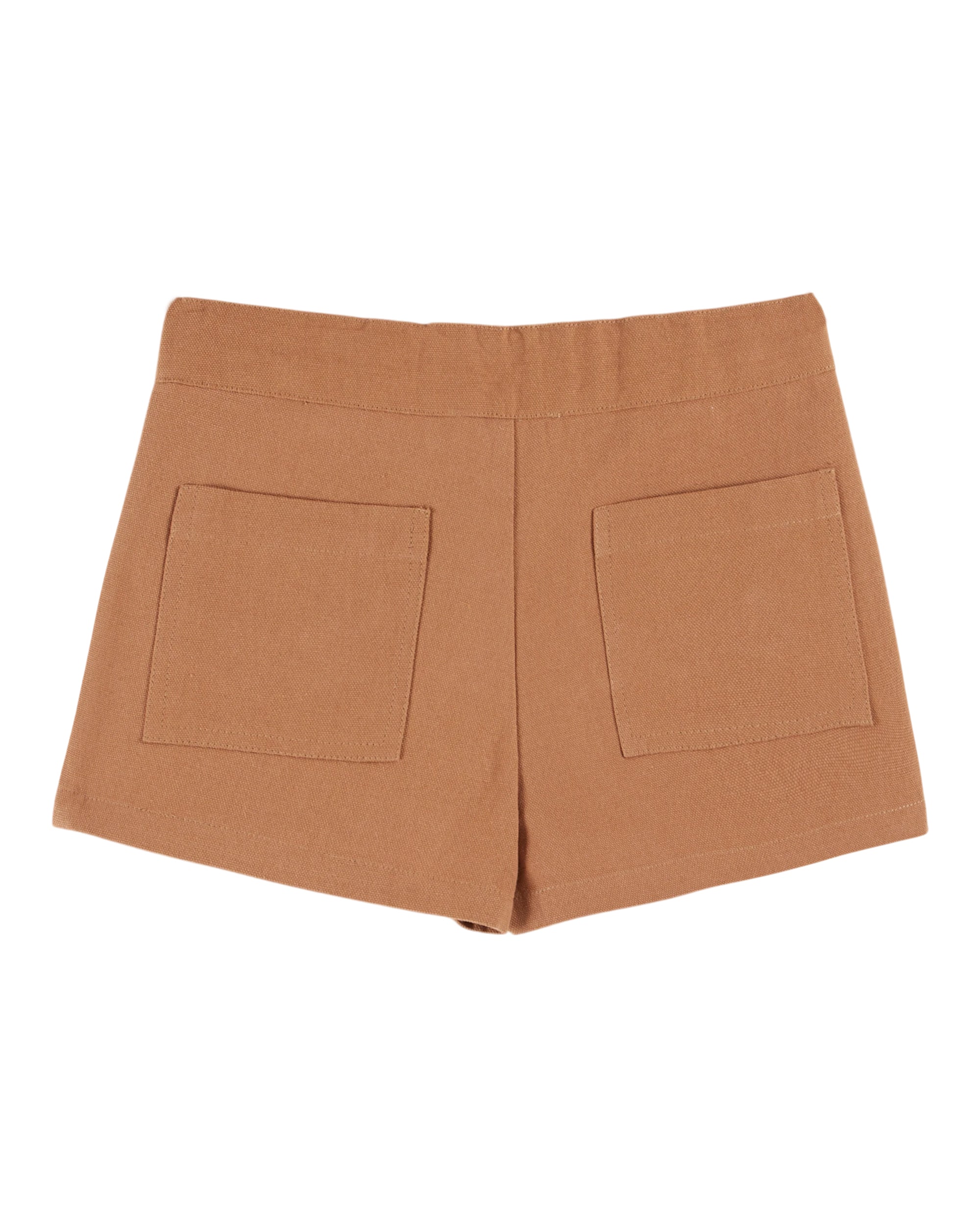 Flower Pocket Canvas Shorts - Brownie