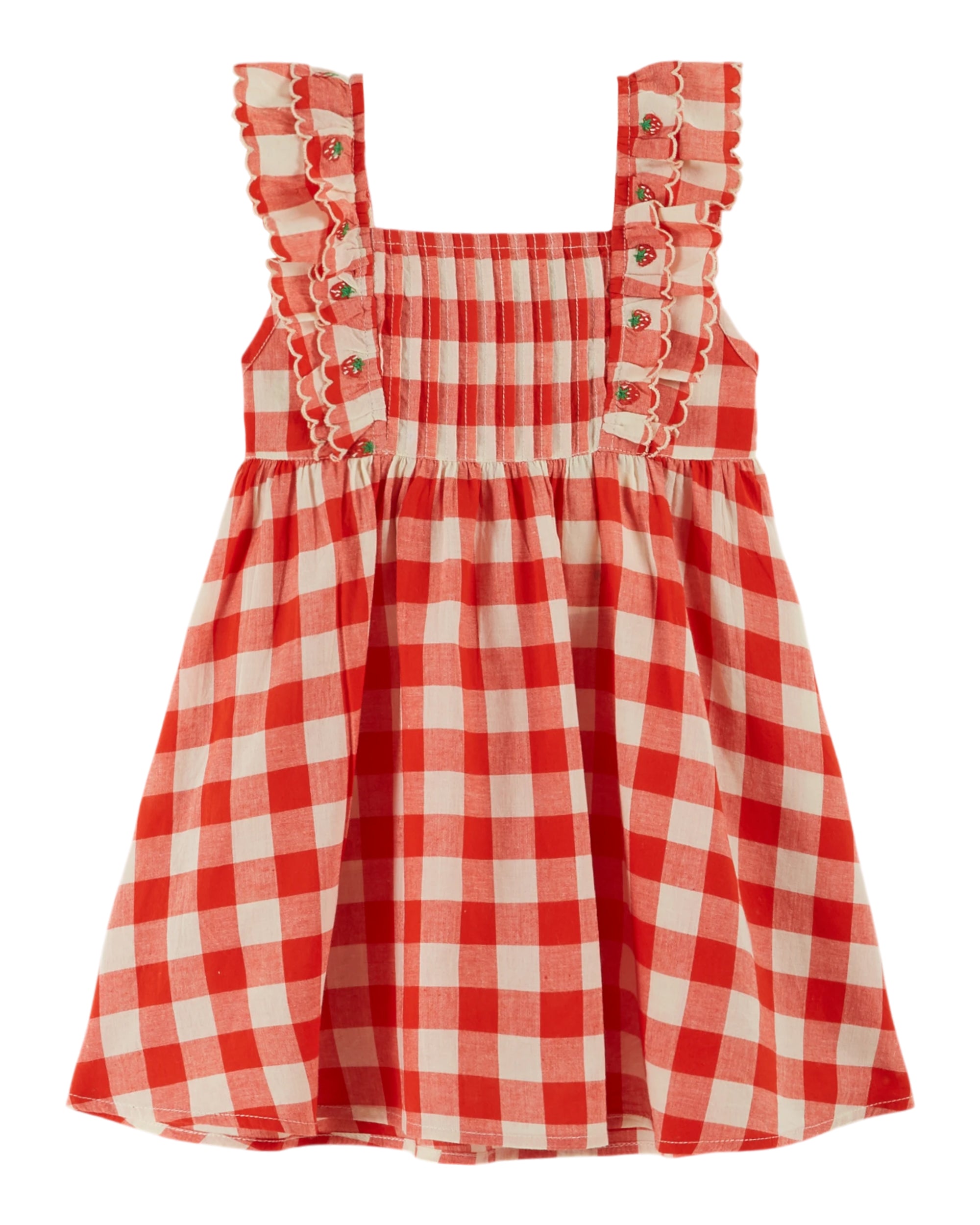 Checked Embroidered Dress  - Vichy Rouge