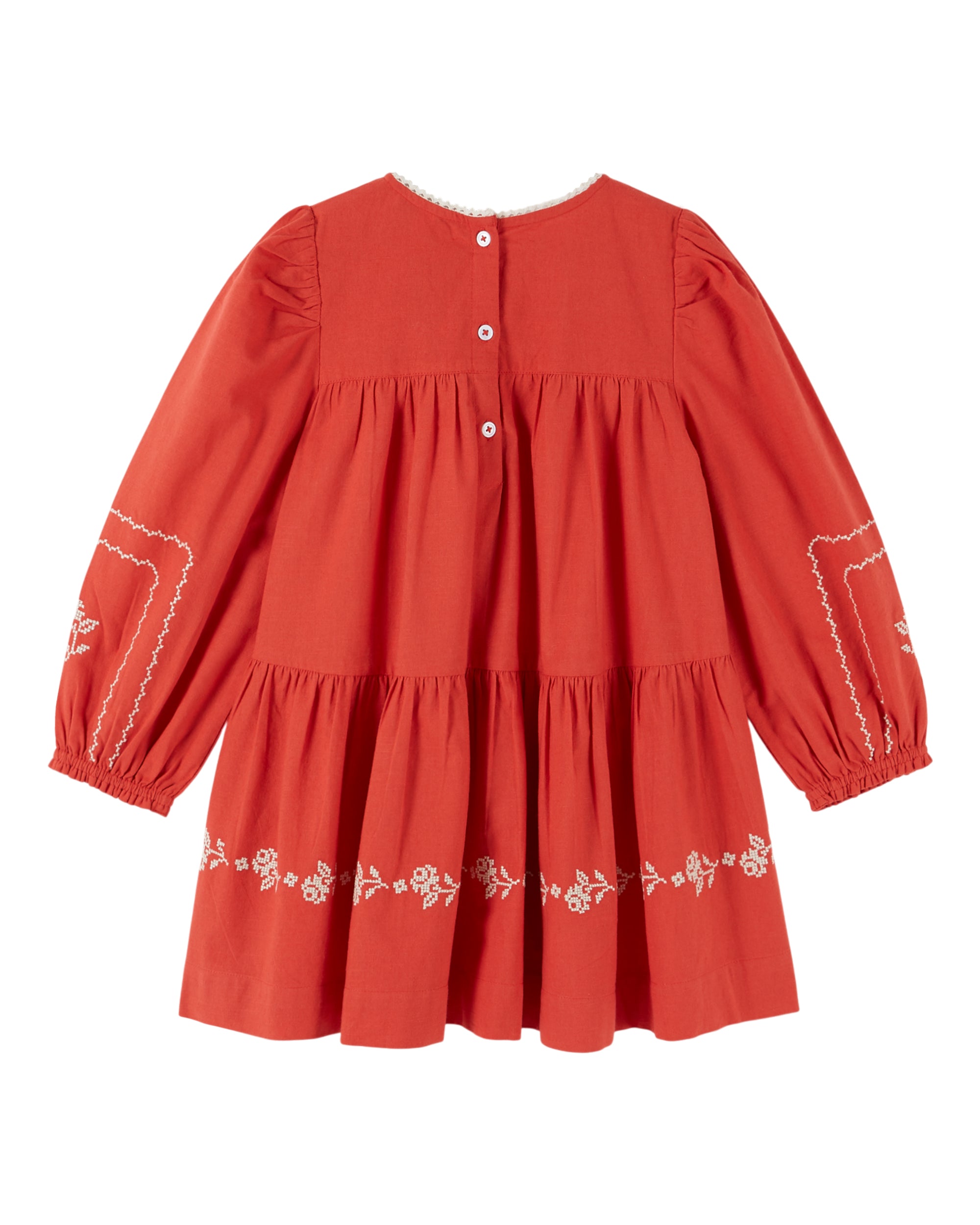 Embroidered Dress - Griotte